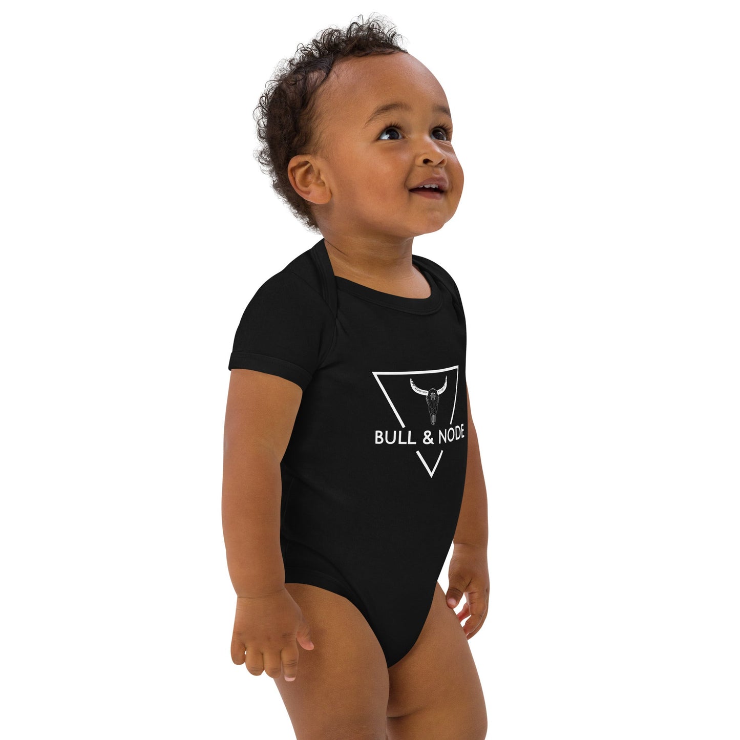 BULL & NODE Kid's black organic cotton baby bodysuit - Bull & Node