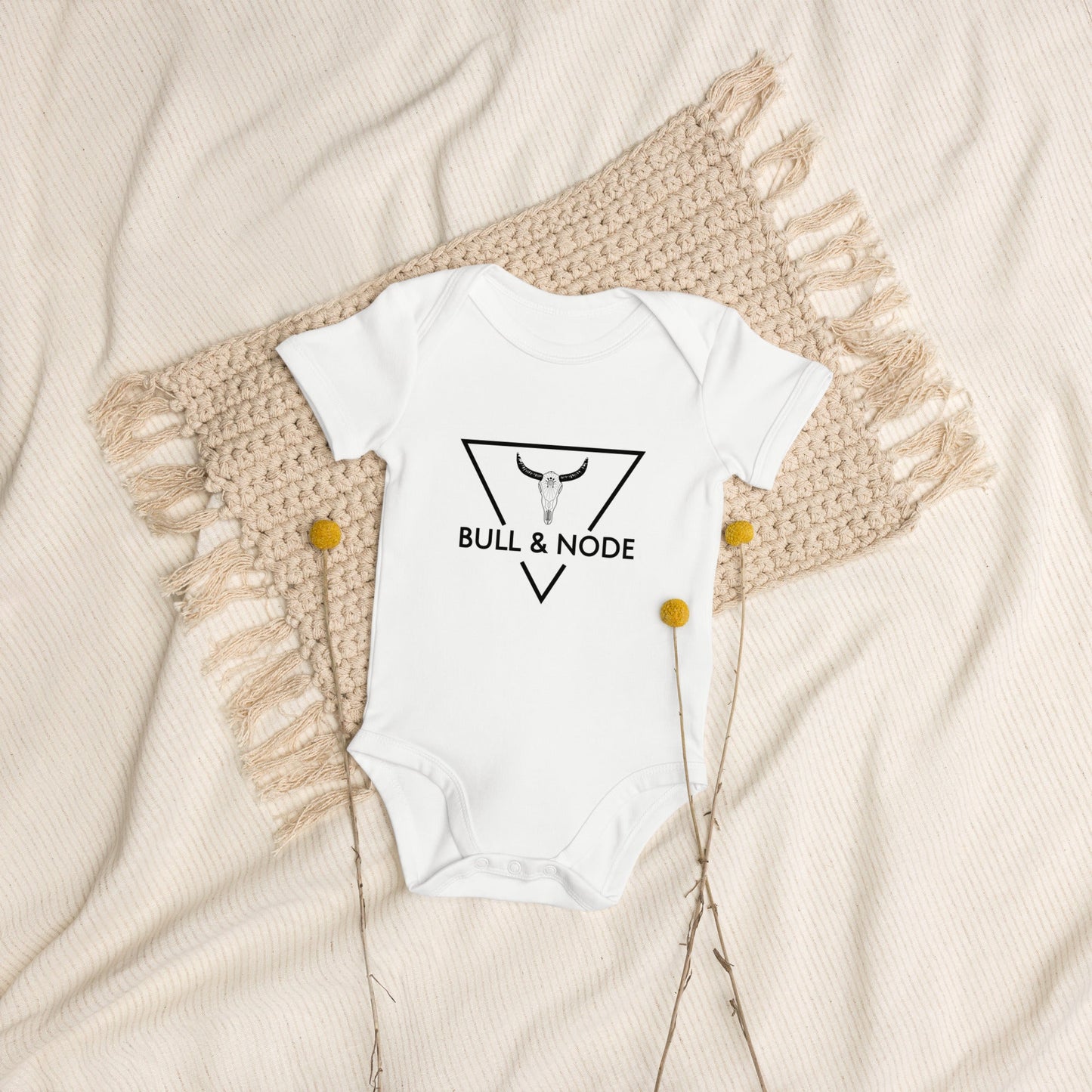 BULL & NODE white organic cotton baby bodysuit - Bull & Node