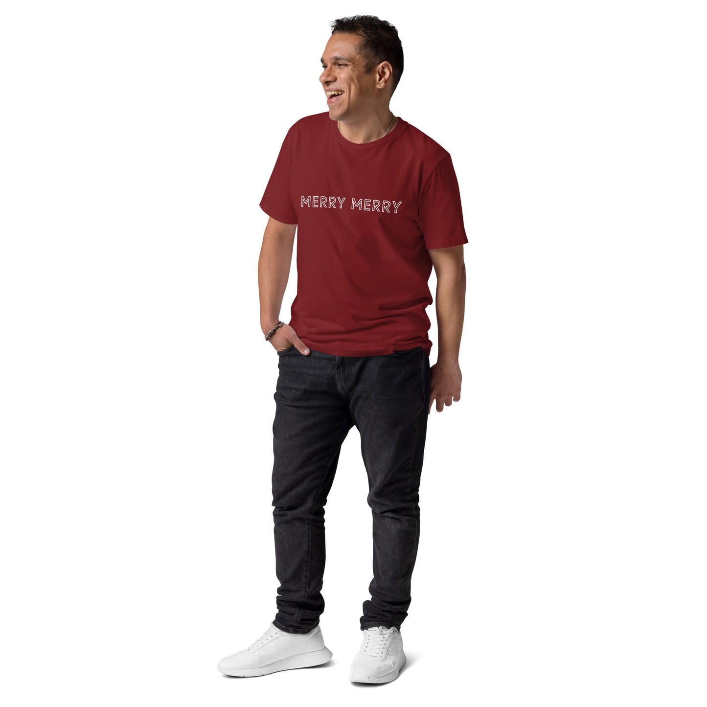 MERRY MERRY Men's burgundy organic cotton t-shirt - Bull & Node