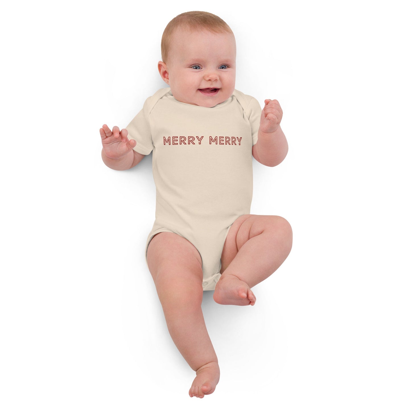 MERRY MERRY natural/burgundy Organic cotton baby bodysuit - Bull & Node
