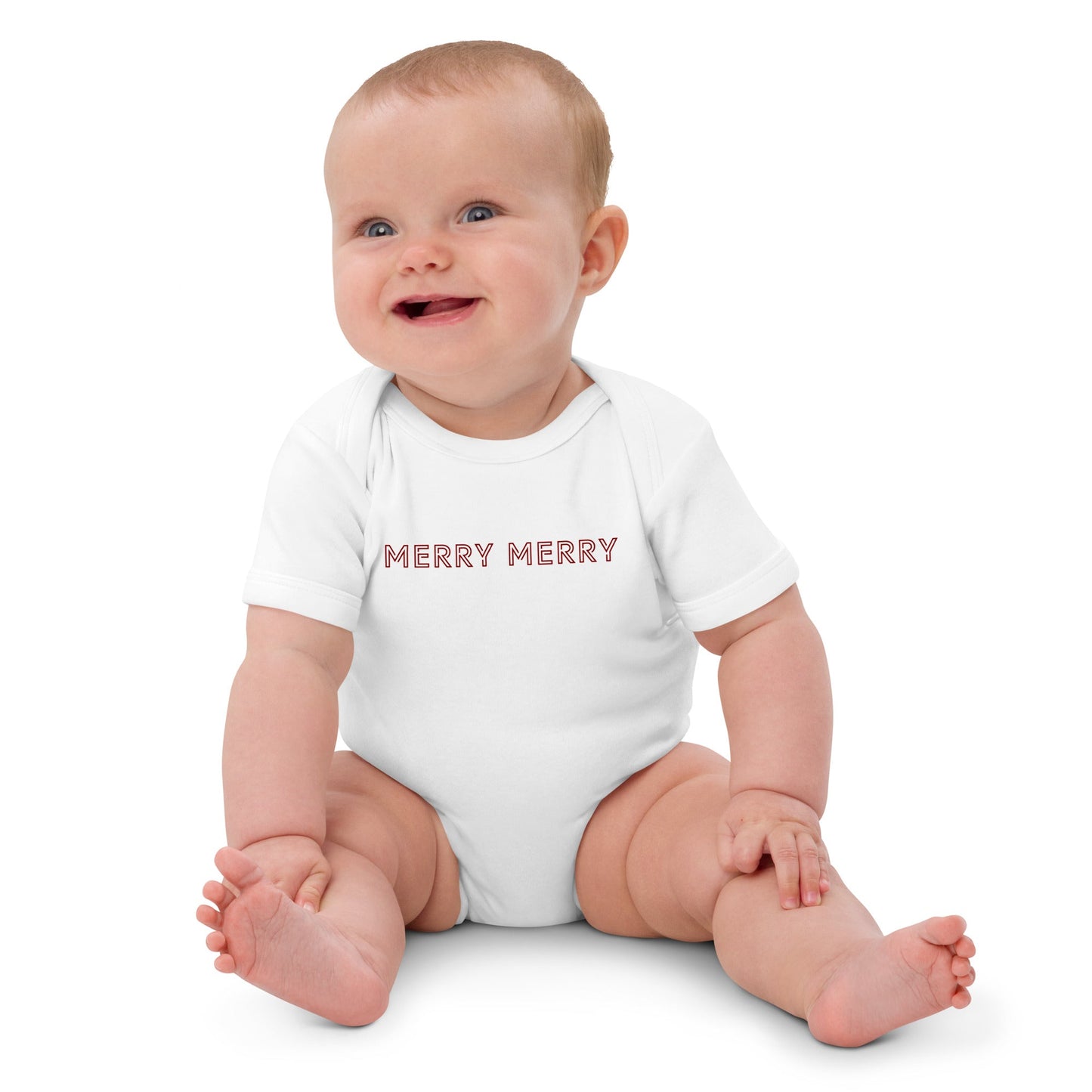 MERRY MERRY white/burgundy Organic cotton baby bodysuit - Bull & Node