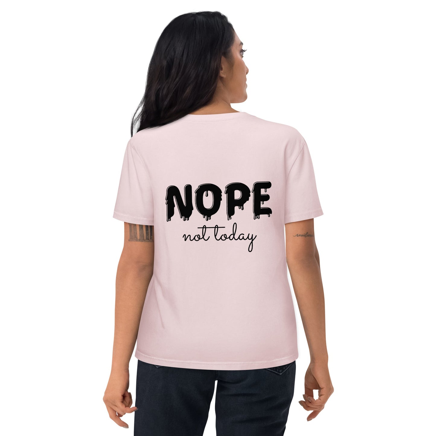 NOPE (back) Unisex cotton pink organic cotton t-shirt - Bull & Node