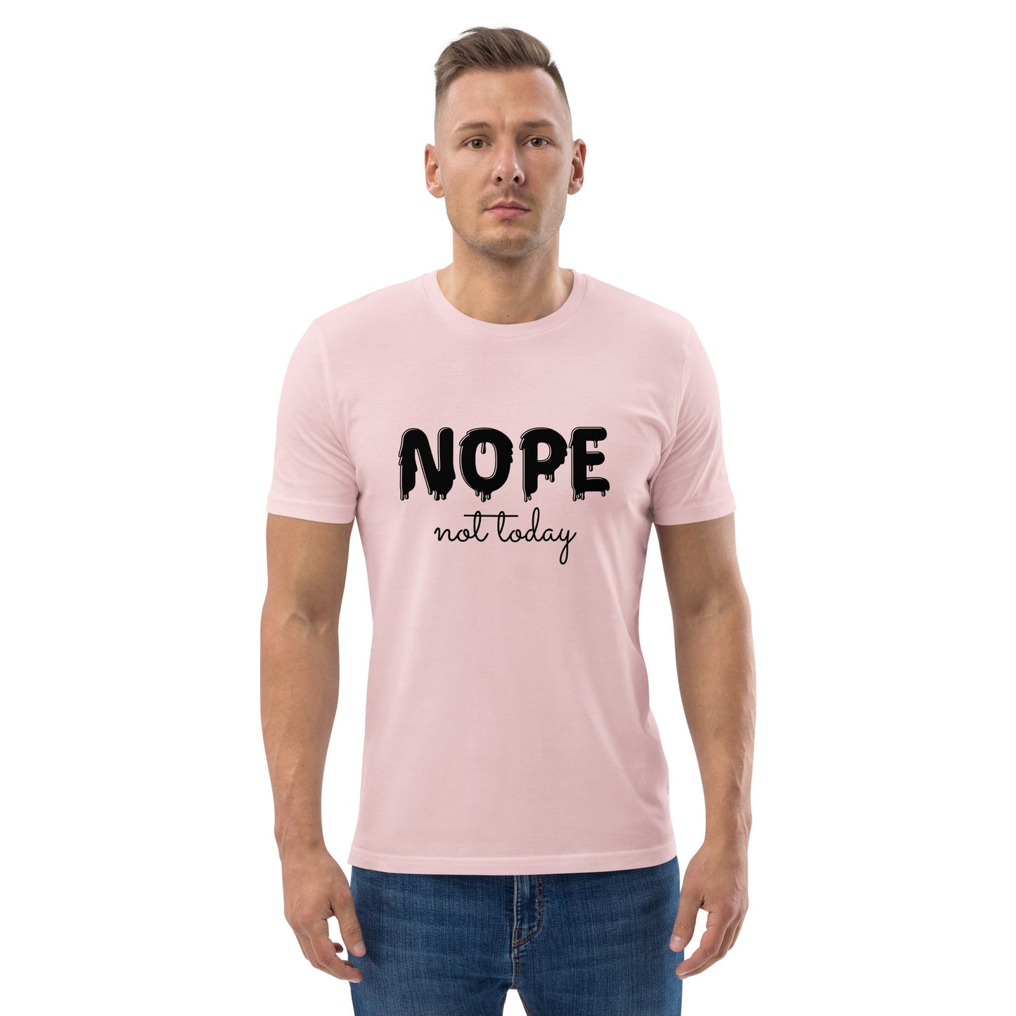 NOPE (front) Unisex cotton pink organic cotton t-shirt - Bull & Node
