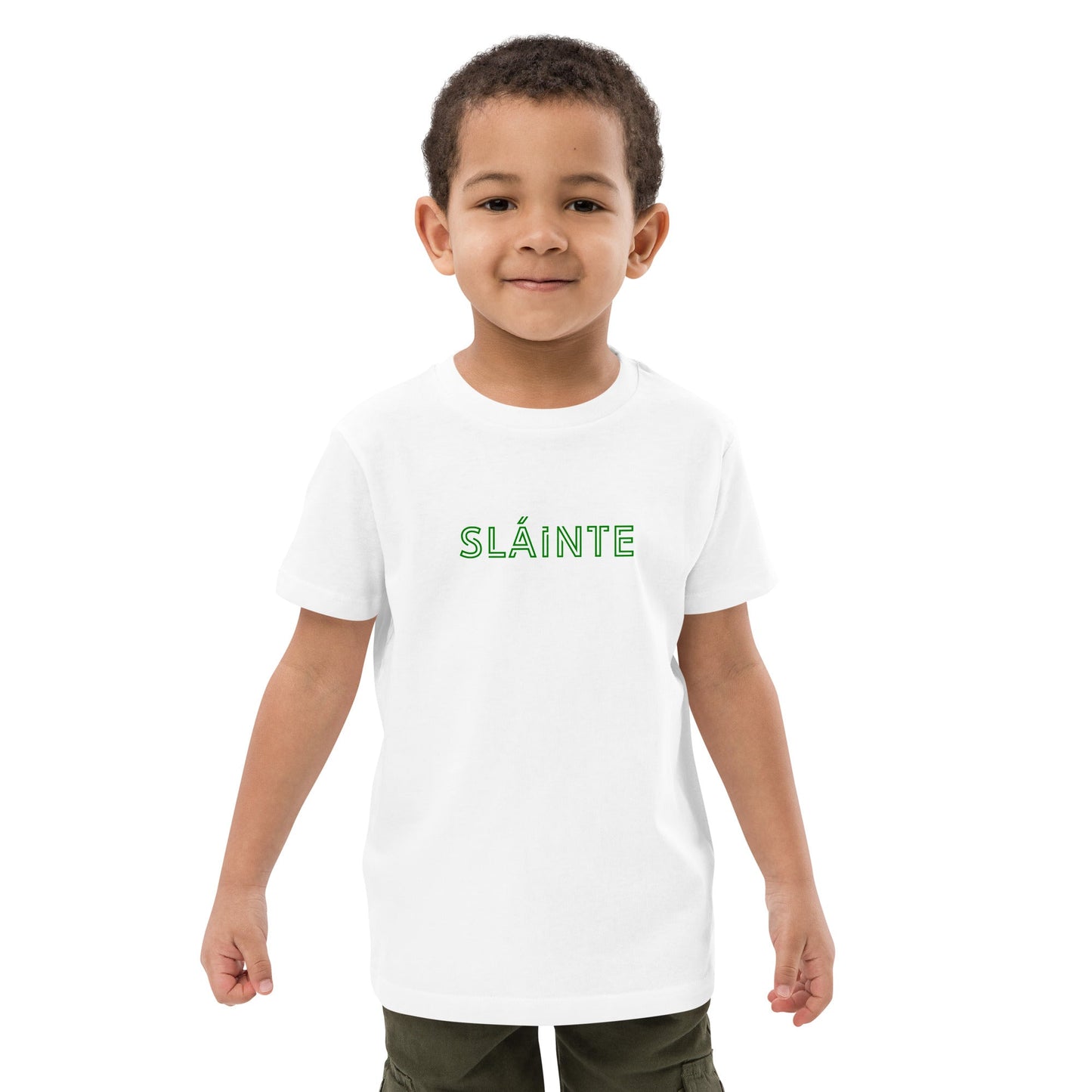SLÁINTE Kid's white/green Organic cotton t-shirt - Bull & Node