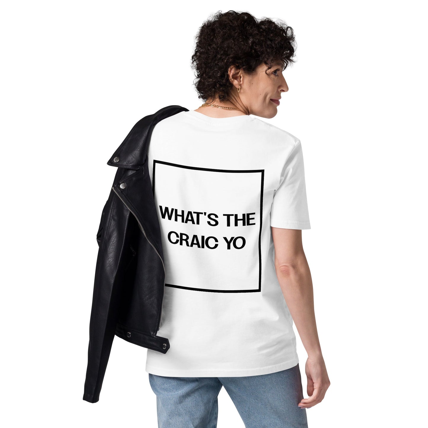 THE CRAIC (back) Unisex white organic cotton t-shirt - Bull & Node