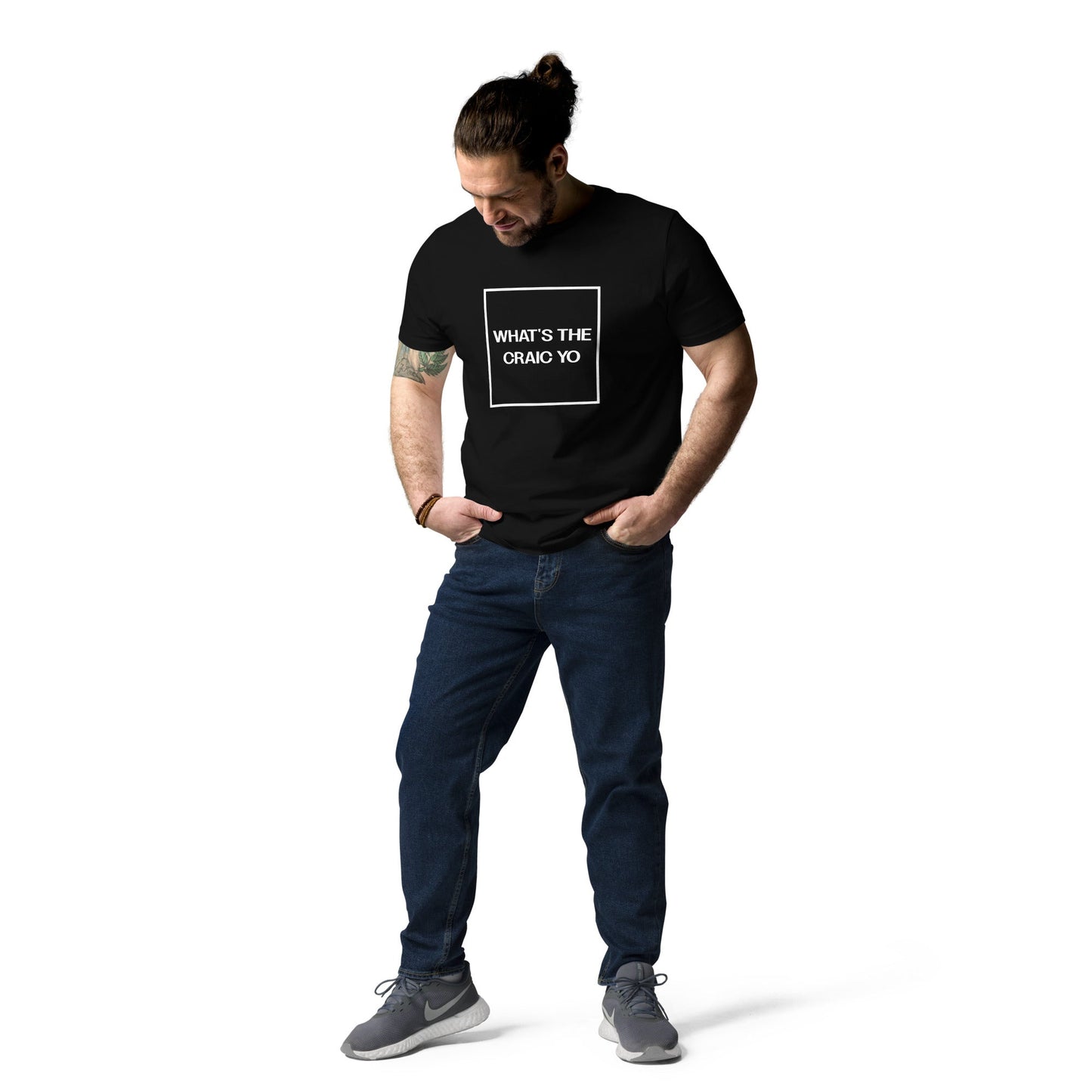 THE CRAIC (front) Unisex black organic cotton t-shirt - Bull & Node