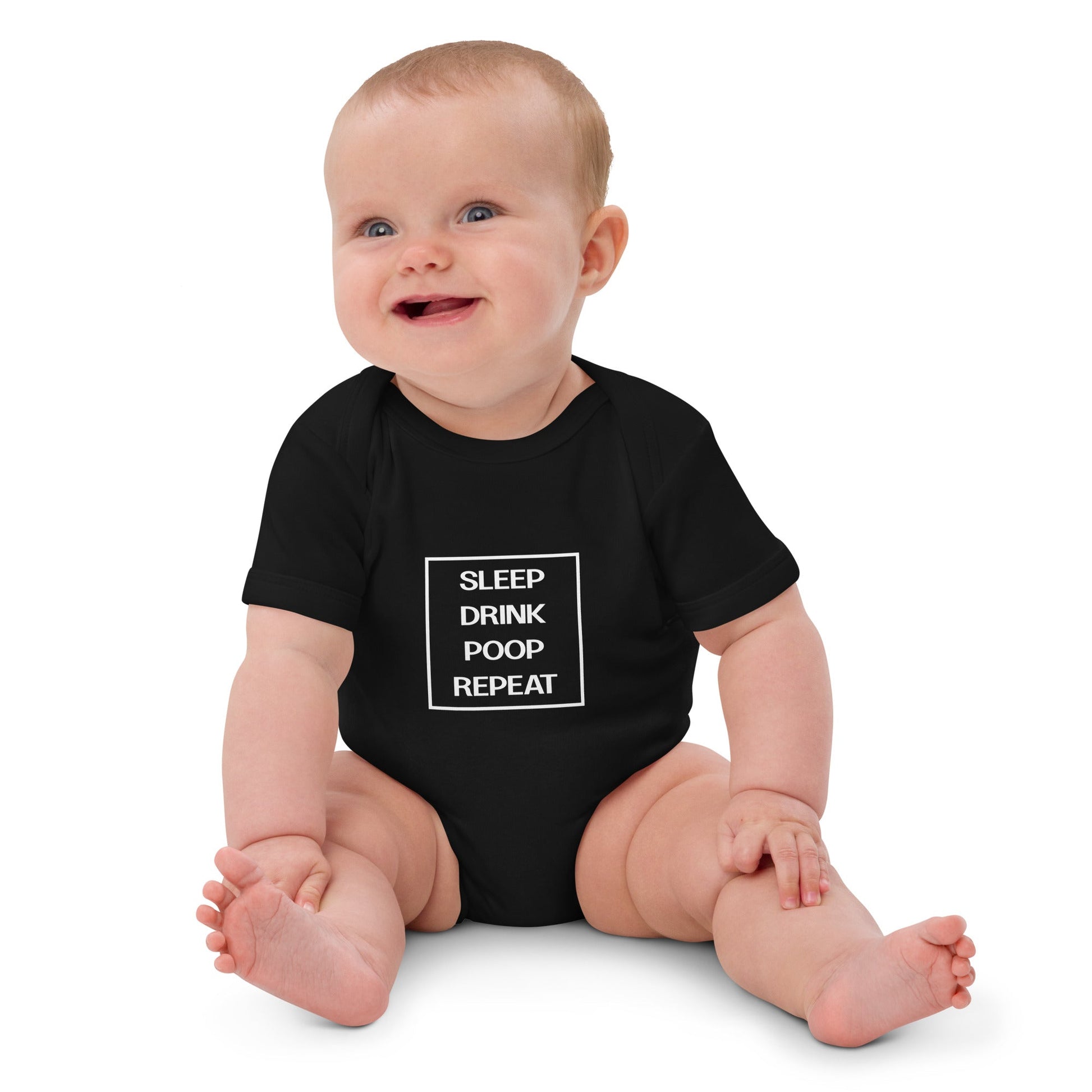 BABY LIFE black Organic cotton baby bodysuit - Bull & Node