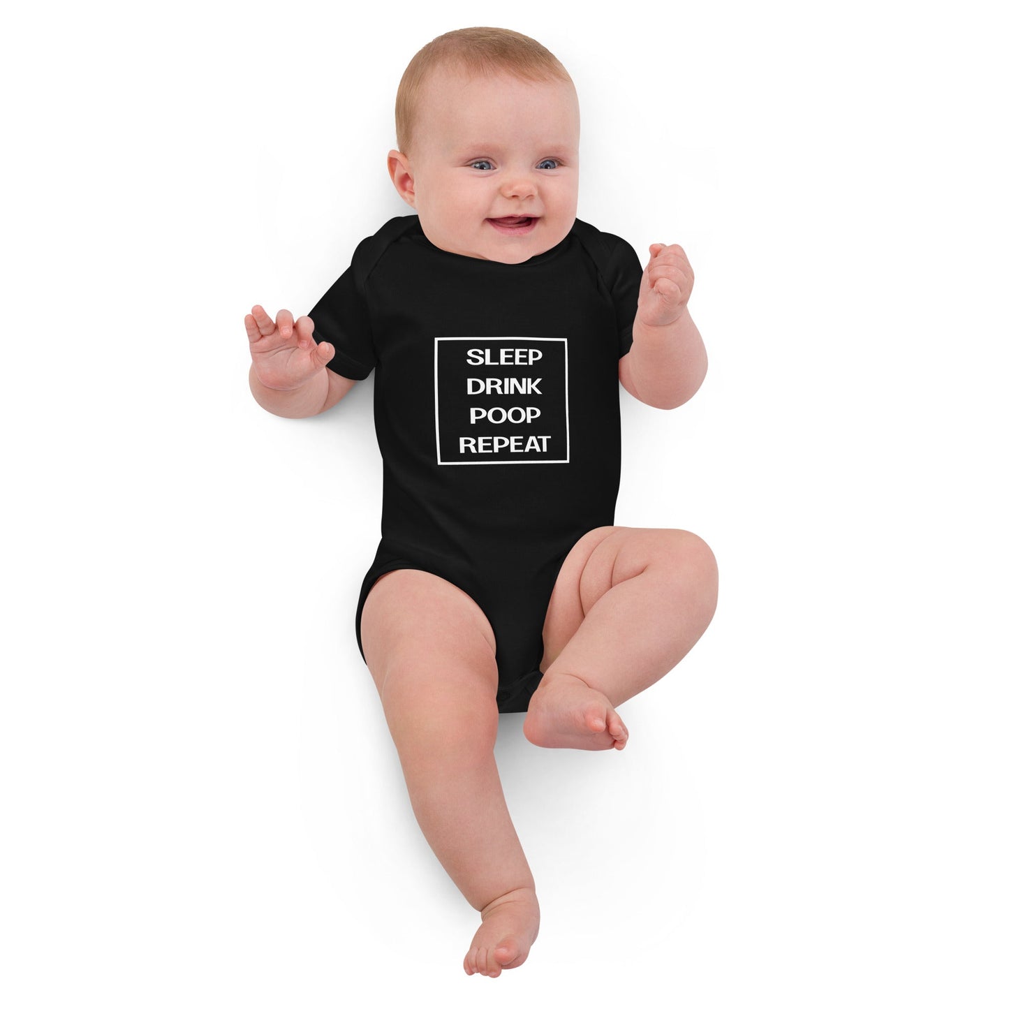 BABY LIFE black Organic cotton baby bodysuit - Bull & Node