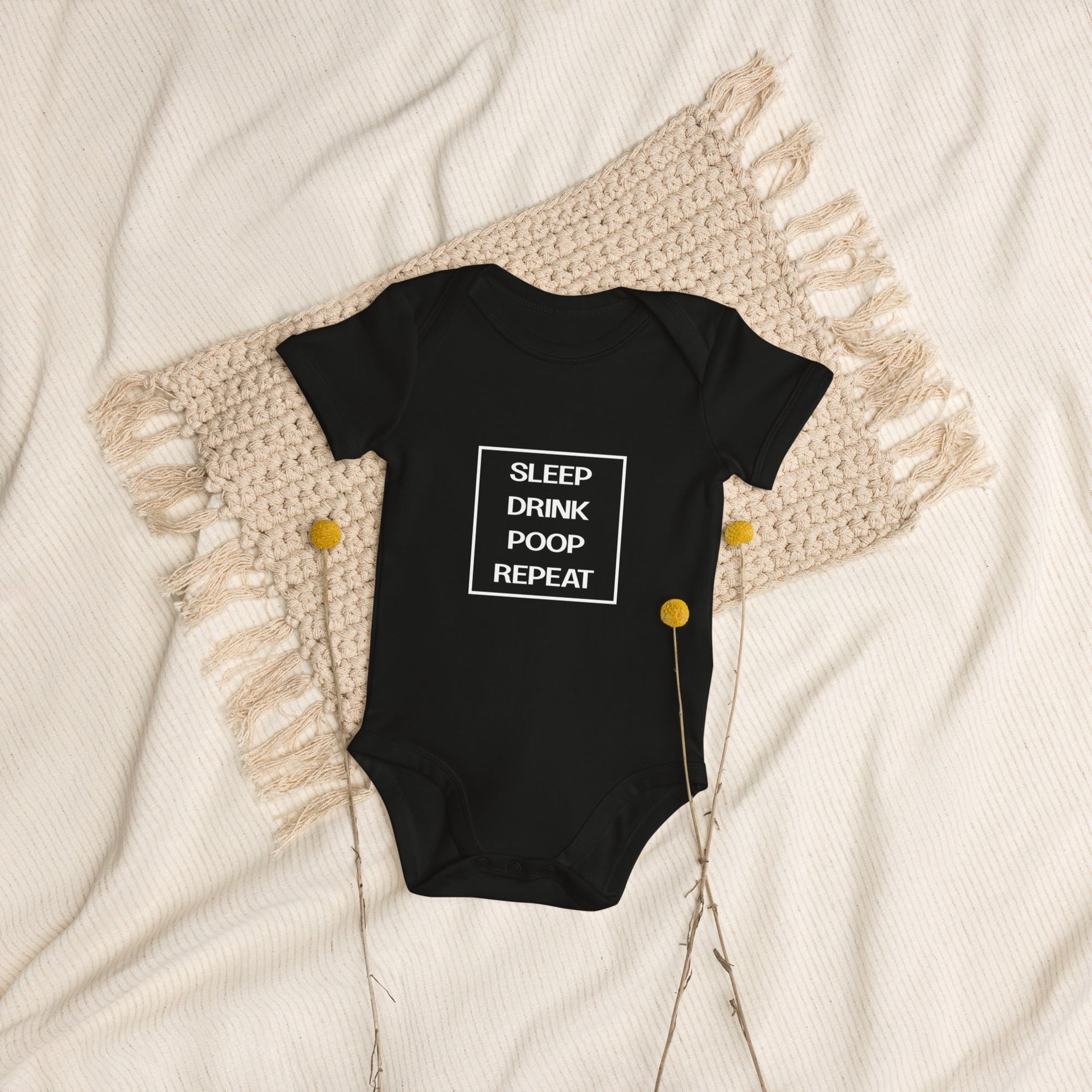 BABY LIFE black Organic cotton baby bodysuit - Bull & Node