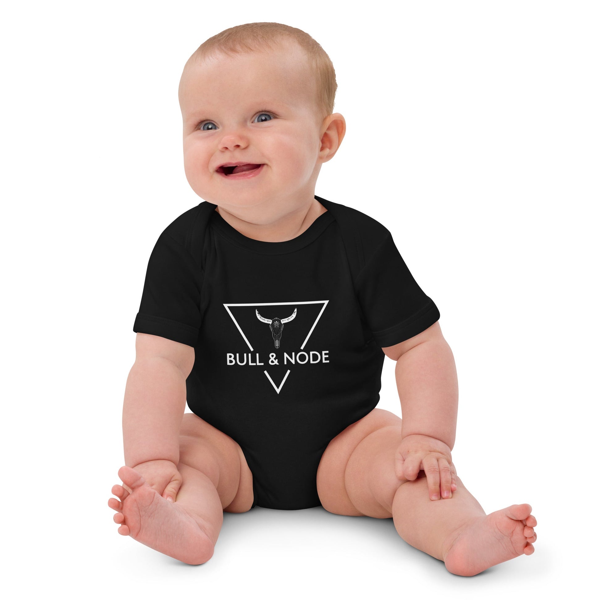 BULL & NODE Kid's black organic cotton baby bodysuit - Bull & Node