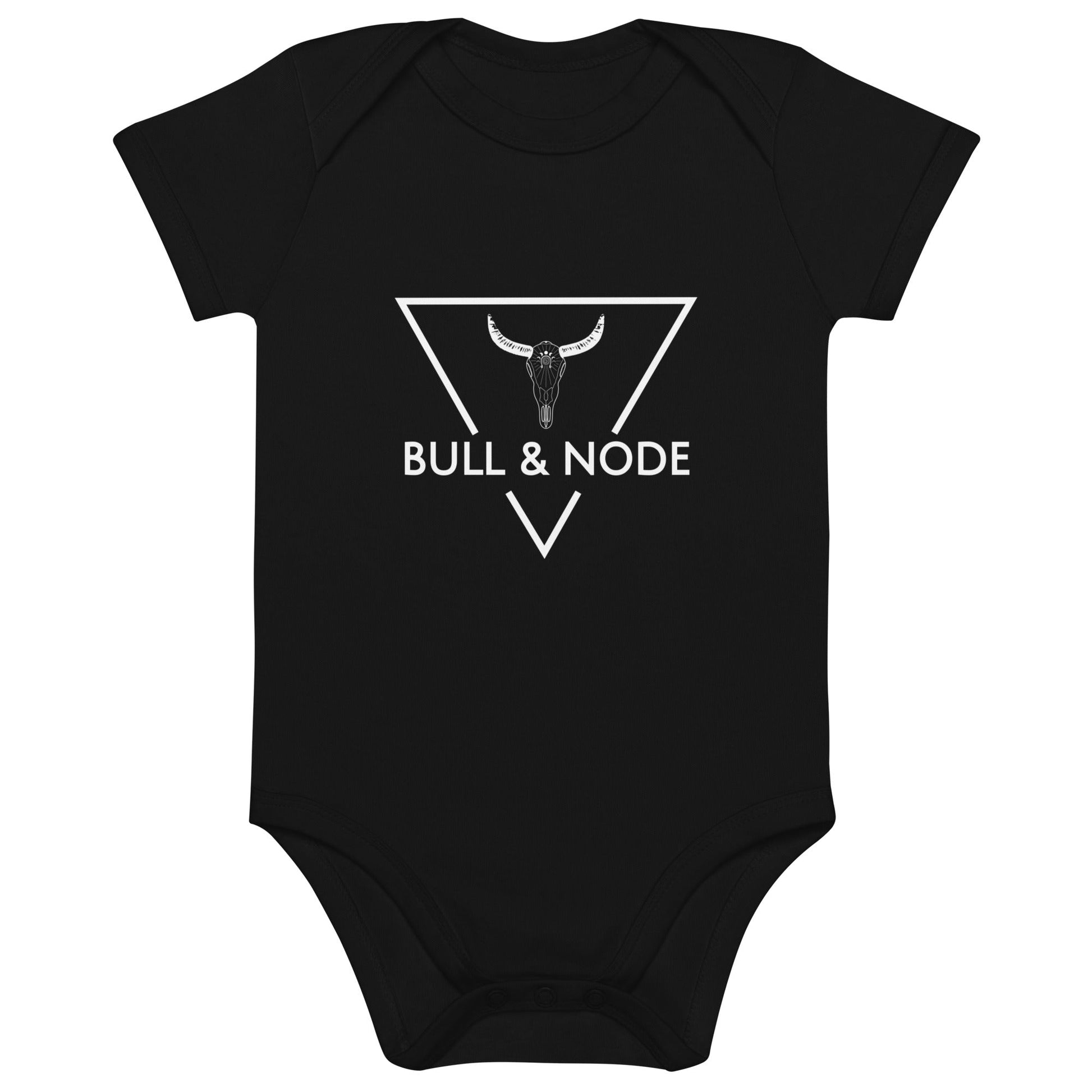 BULL & NODE Kid's black organic cotton baby bodysuit - Bull & Node