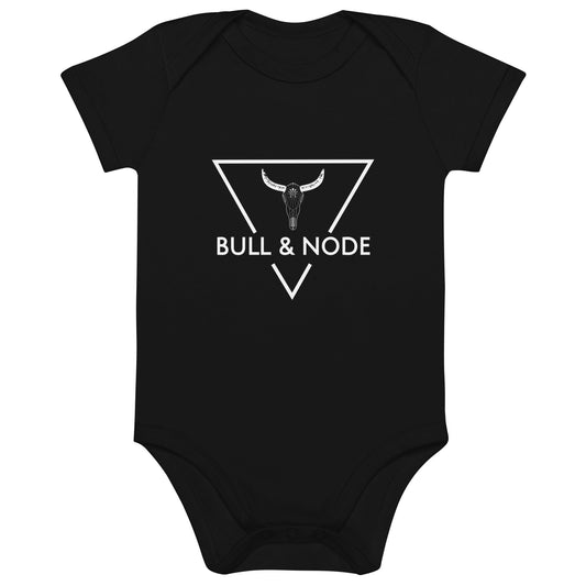 BULL & NODE Kid's black organic cotton baby bodysuit - Bull & Node