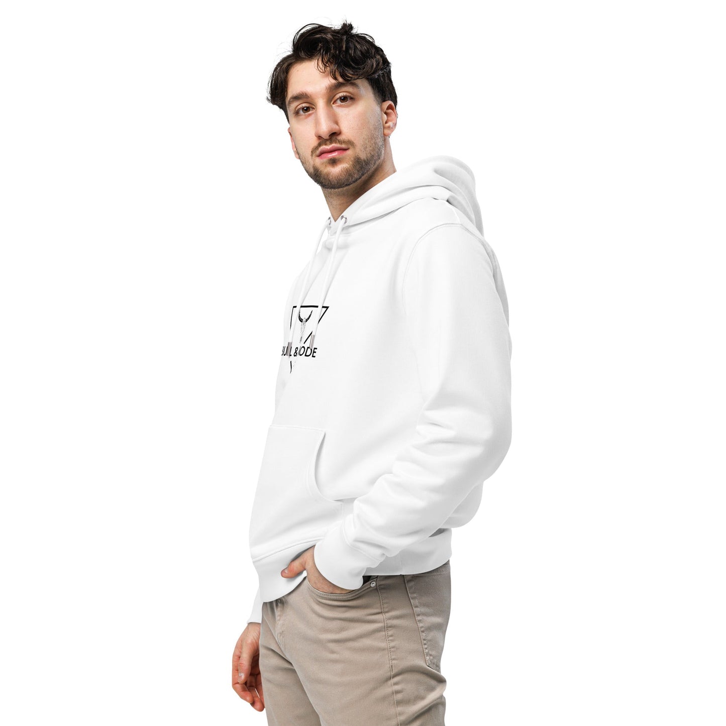 BULL & NODE Mens's white essential eco hoodie - Bull & Node