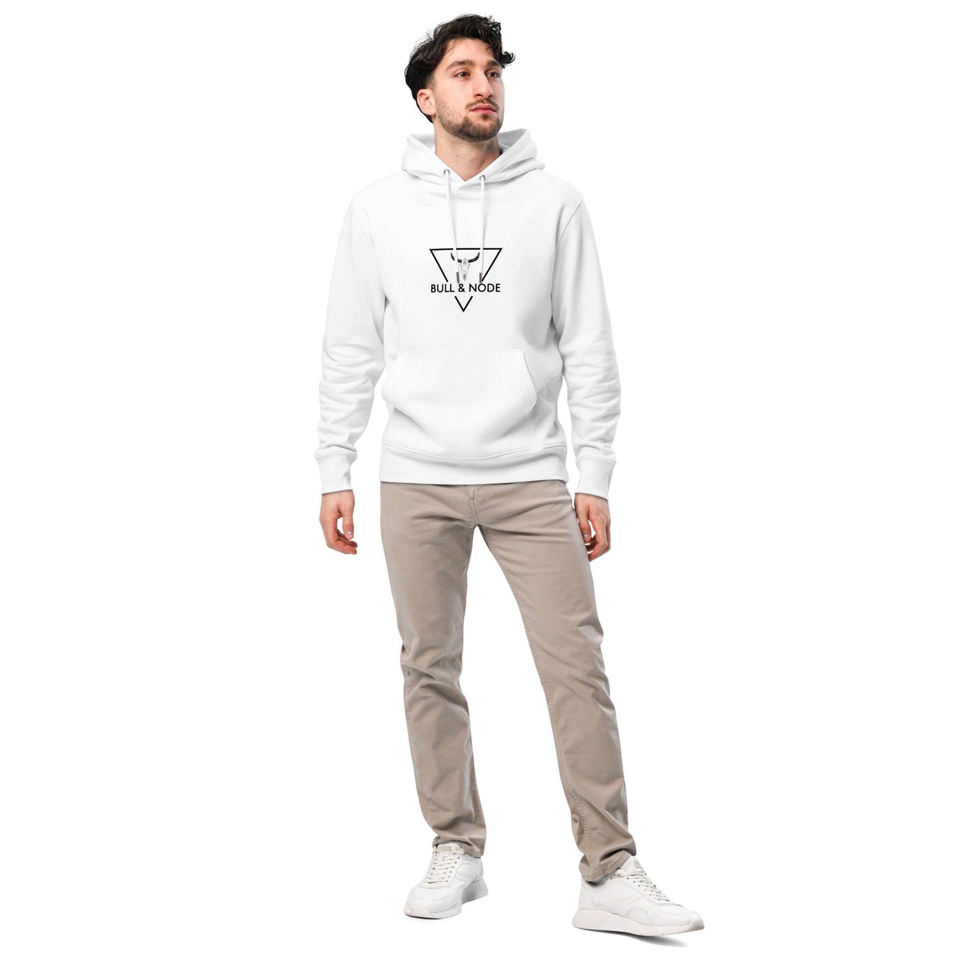 BULL & NODE Mens's white essential eco hoodie - Bull & Node