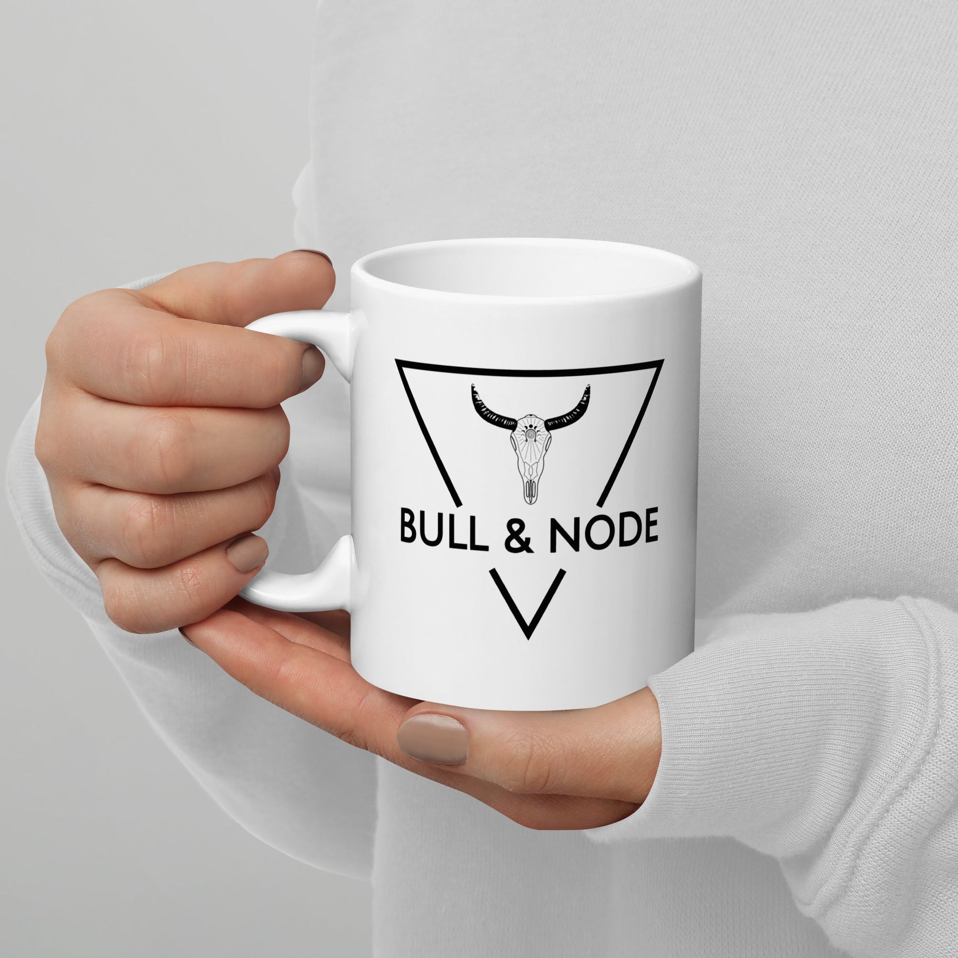 BULL & NODE White glossy mug - Bull & Node