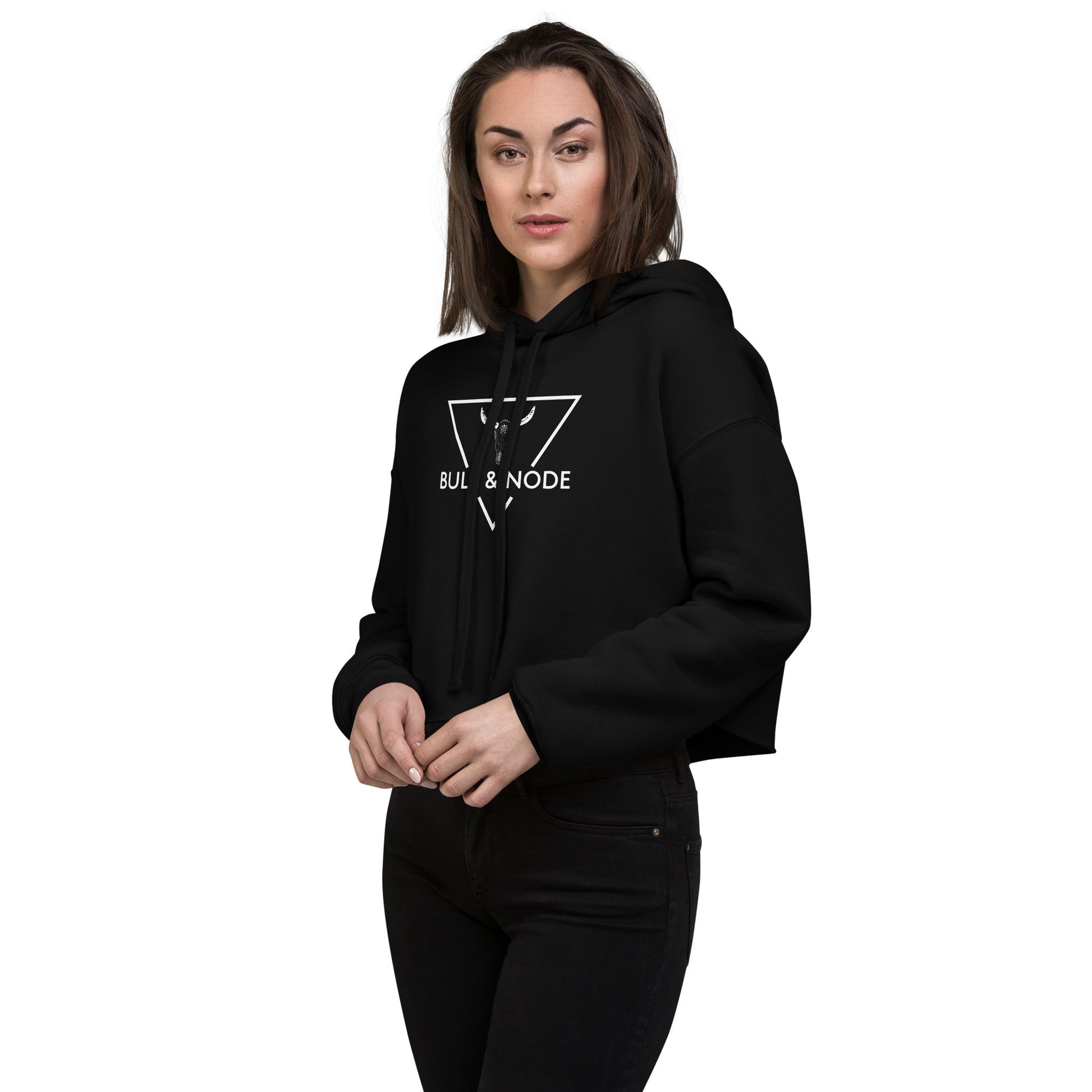 BULL & NODE Women's black Crop Hoodie - Bull & Node