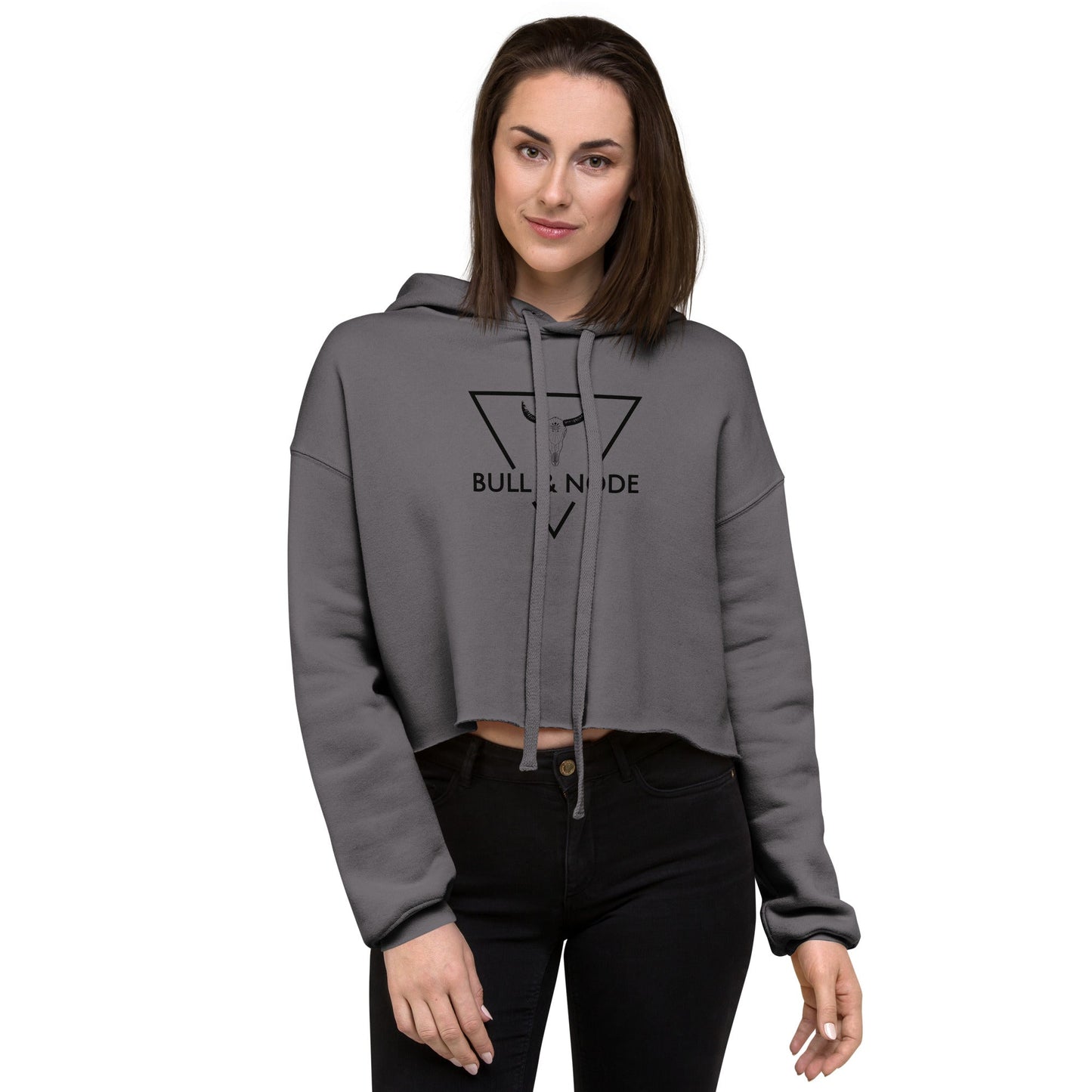 BULL & NODE Women's grey & black Crop Hoodie - Bull & Node