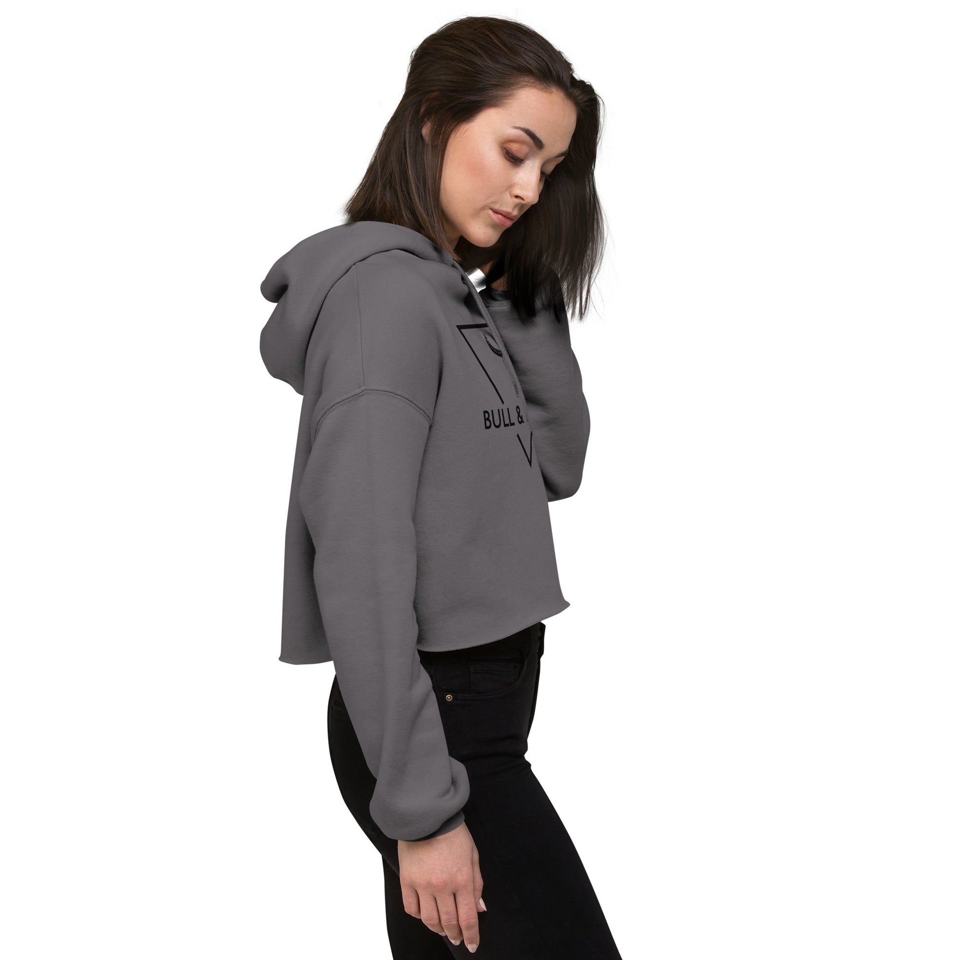 BULL & NODE Women's grey & black Crop Hoodie - Bull & Node