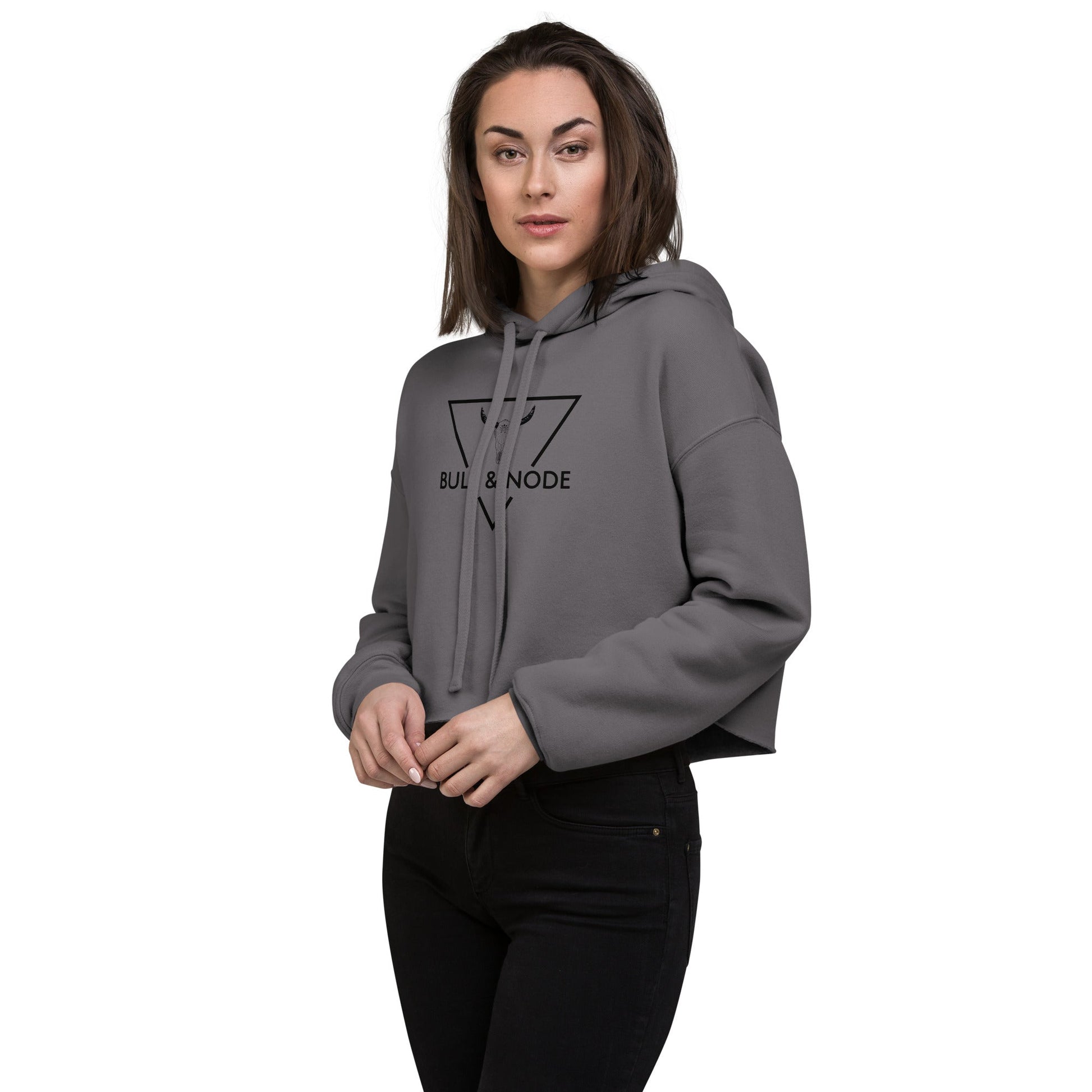 BULL & NODE Women's grey & black Crop Hoodie - Bull & Node