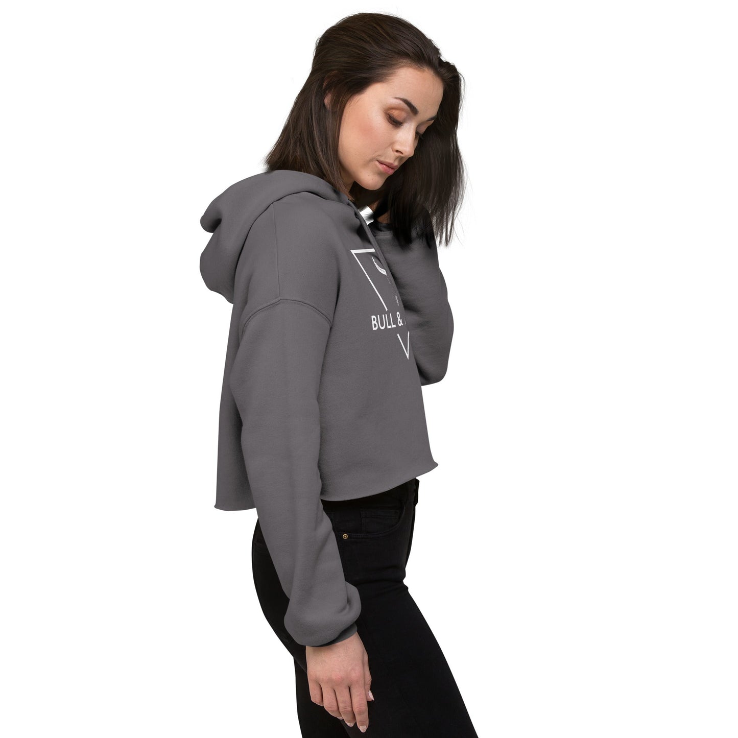 BULL & NODE Women's grey & white Crop Hoodie - Bull & Node