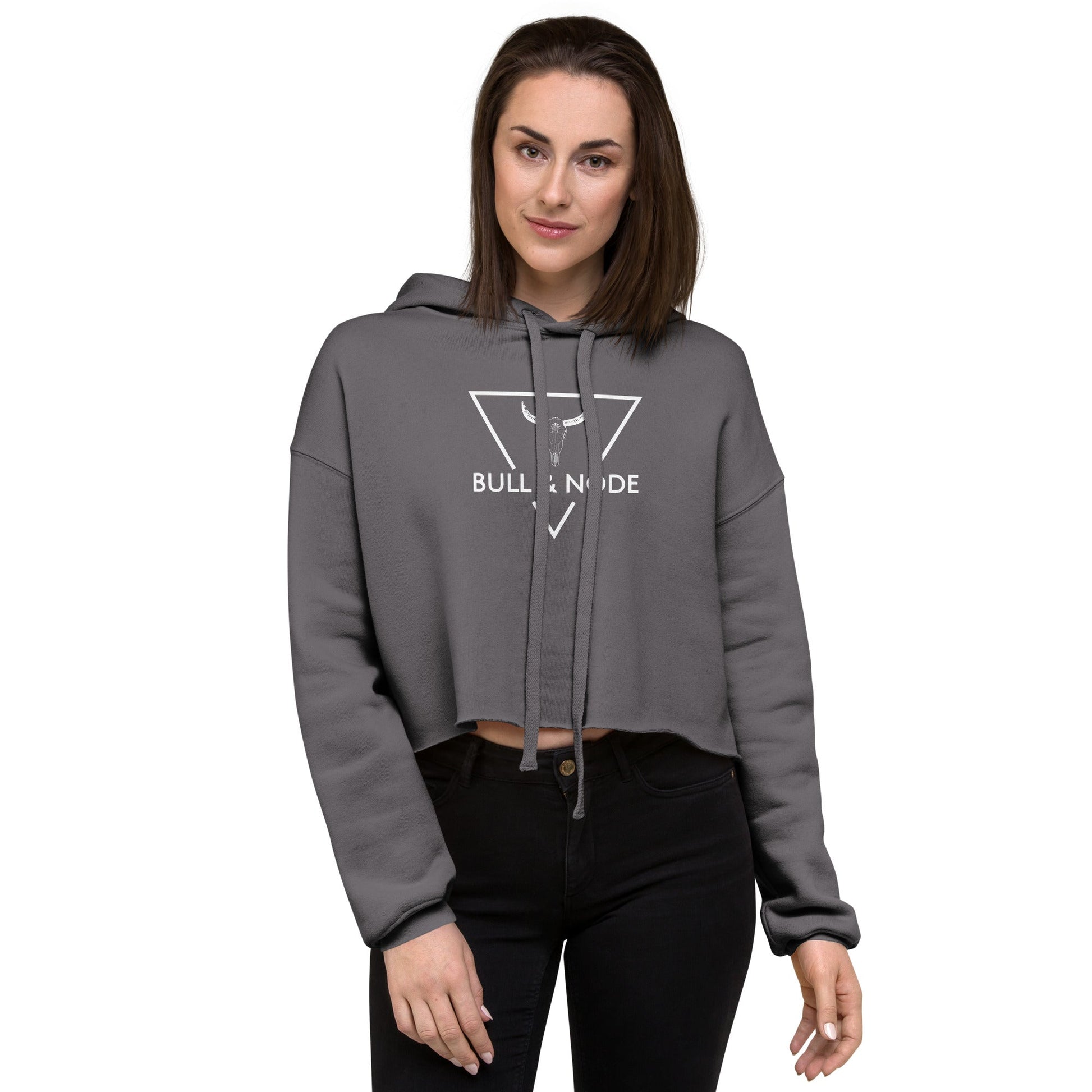 BULL & NODE Women's grey & white Crop Hoodie - Bull & Node