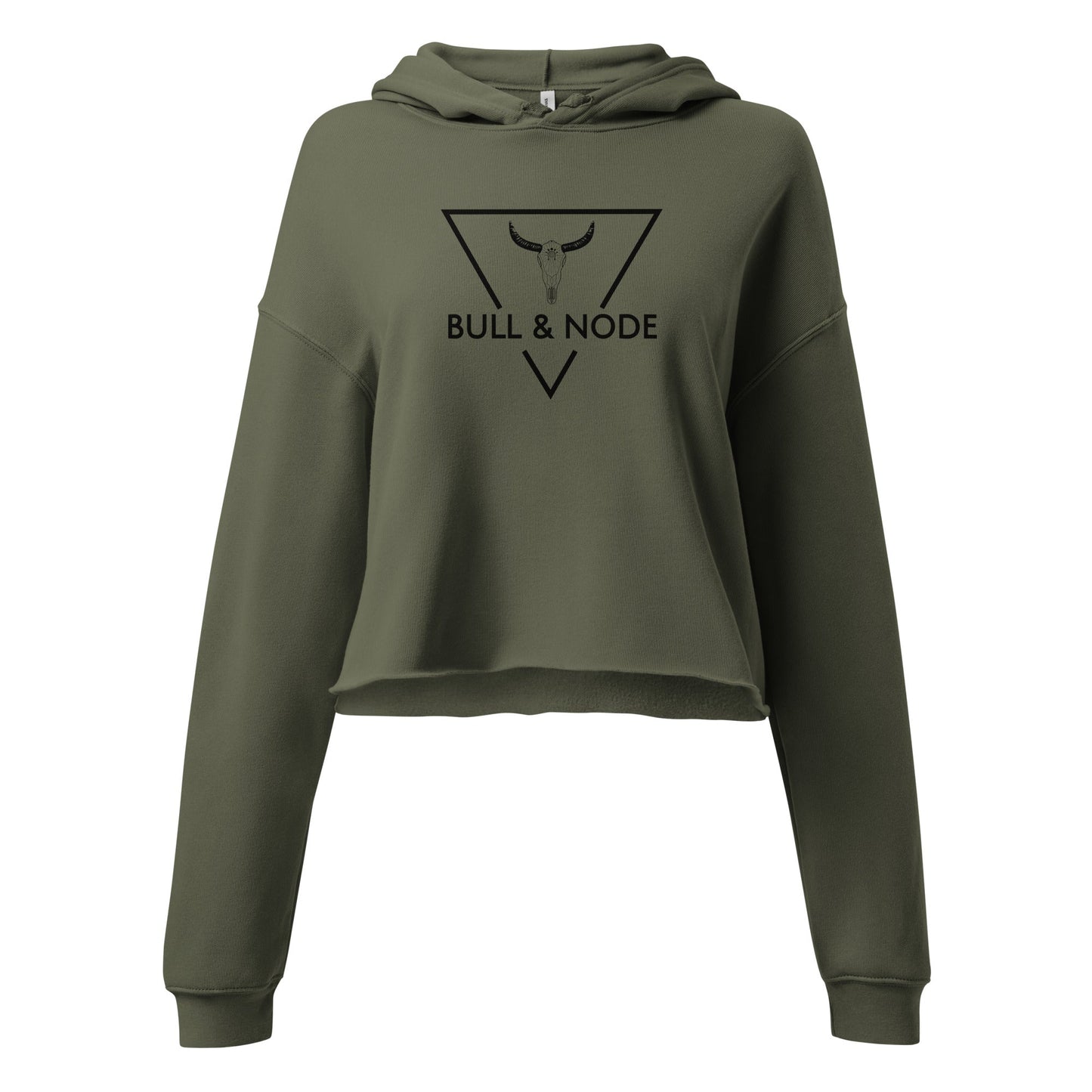 BULL & NODE Women's military green & black Crop Hoodie - Bull & Node