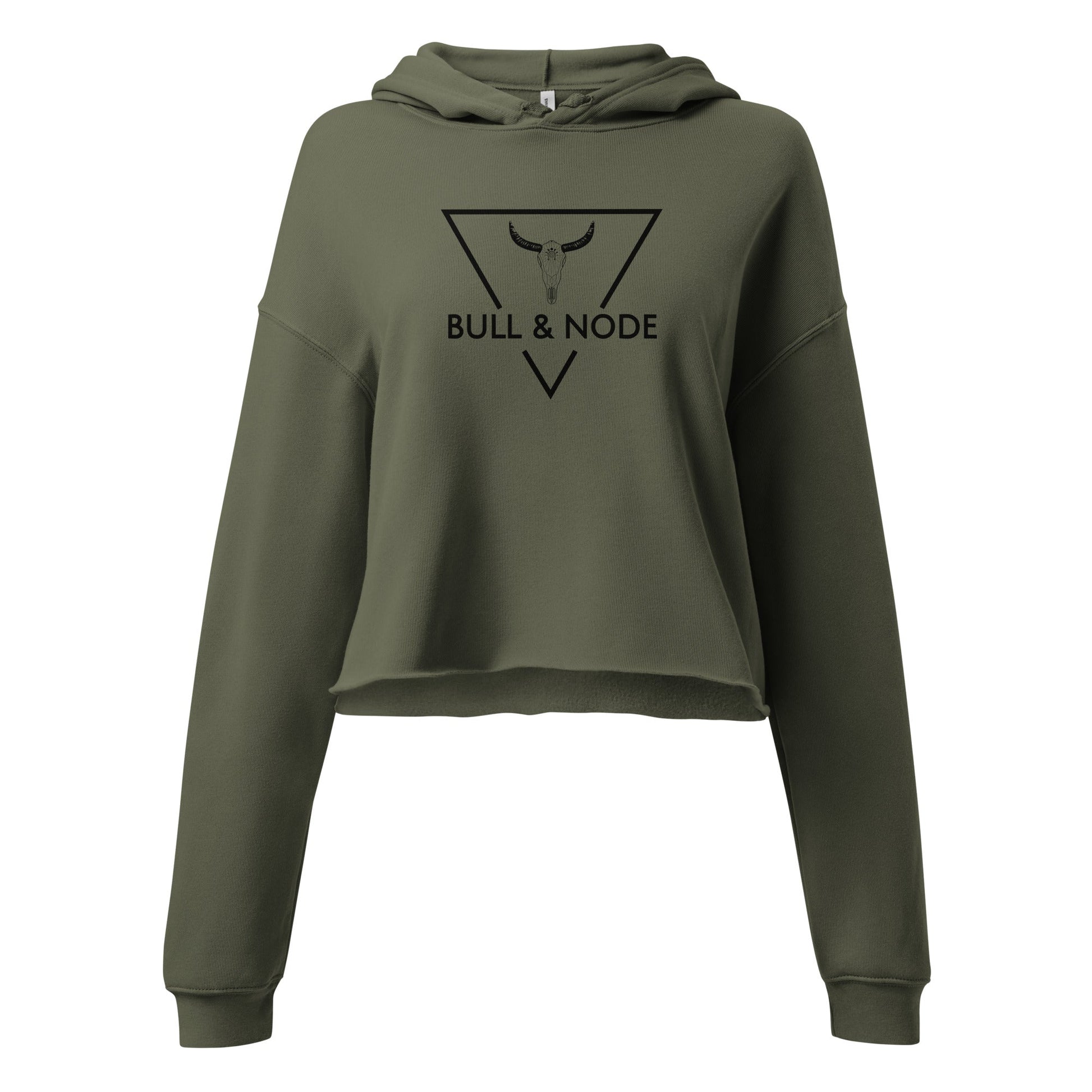 BULL & NODE Women's military green & black Crop Hoodie - Bull & Node