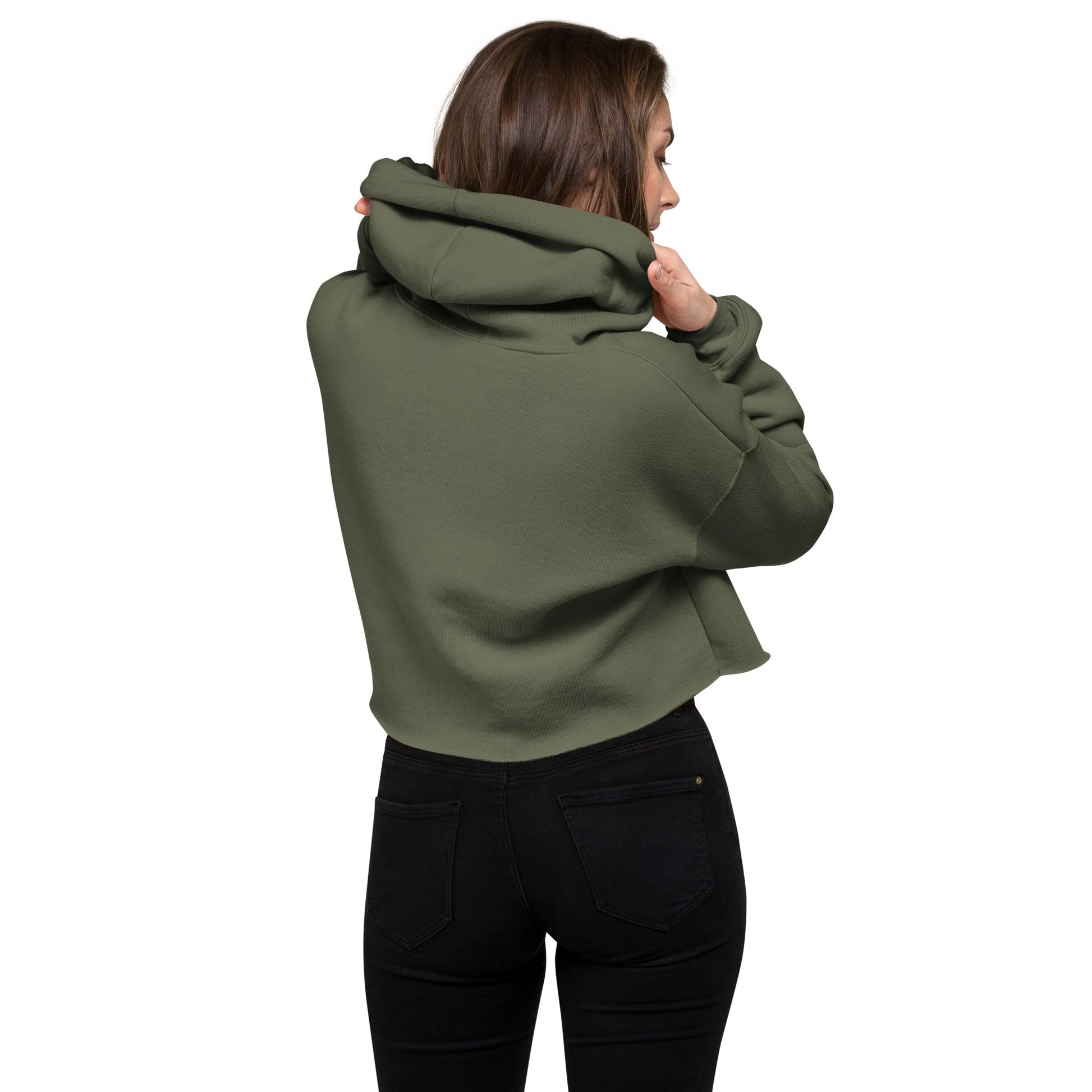 BULL & NODE Women's military green & black Crop Hoodie - Bull & Node