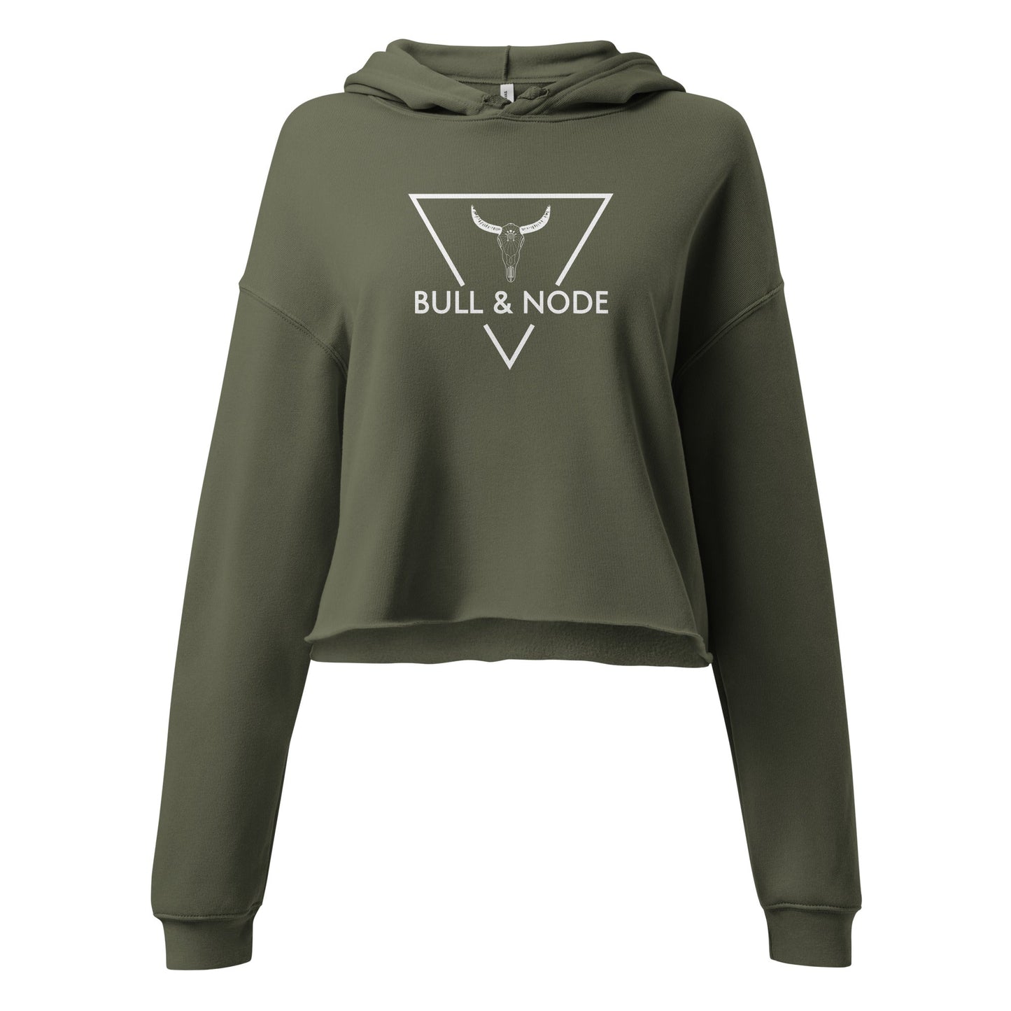 BULL & NODE Women's military green & white Crop Hoodie - Bull & Node