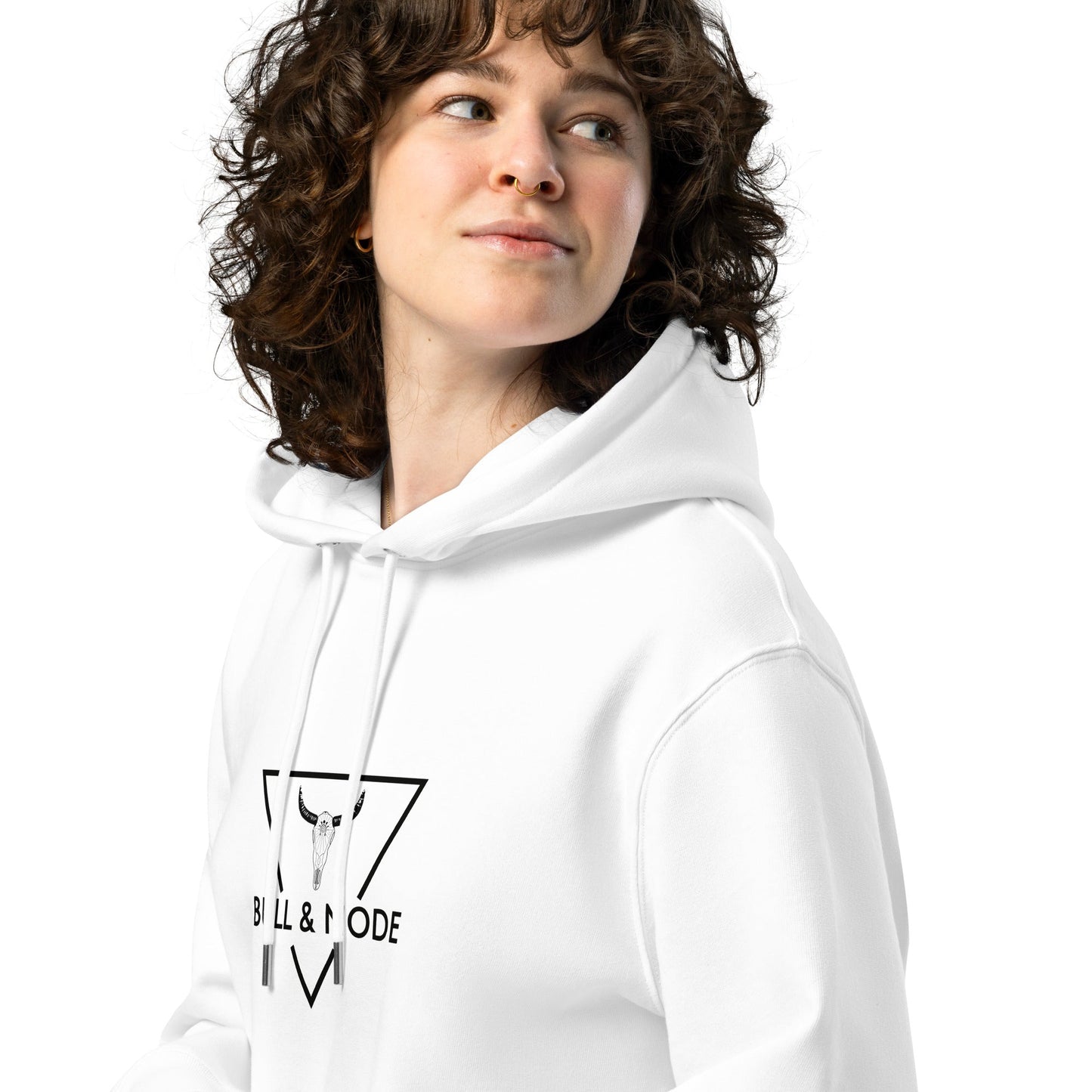 BULL & NODE Women's white essential eco hoodie - Bull & Node