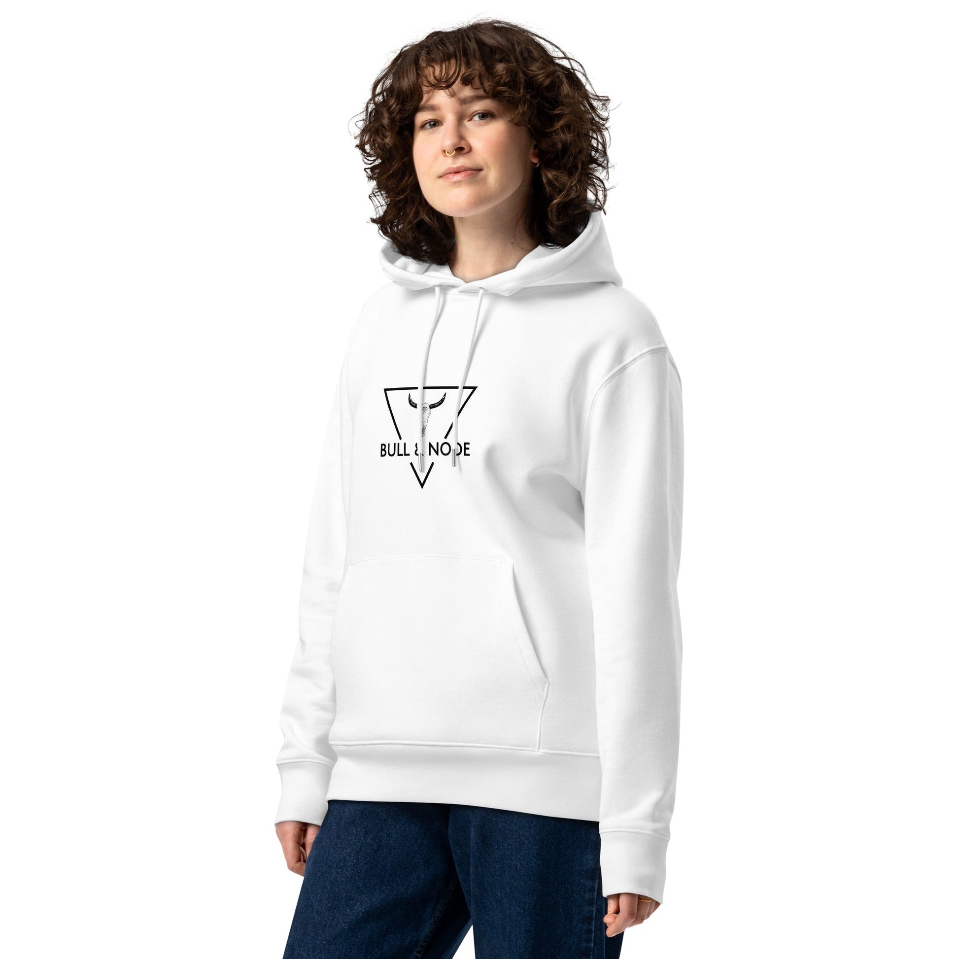 BULL & NODE Women's white essential eco hoodie - Bull & Node