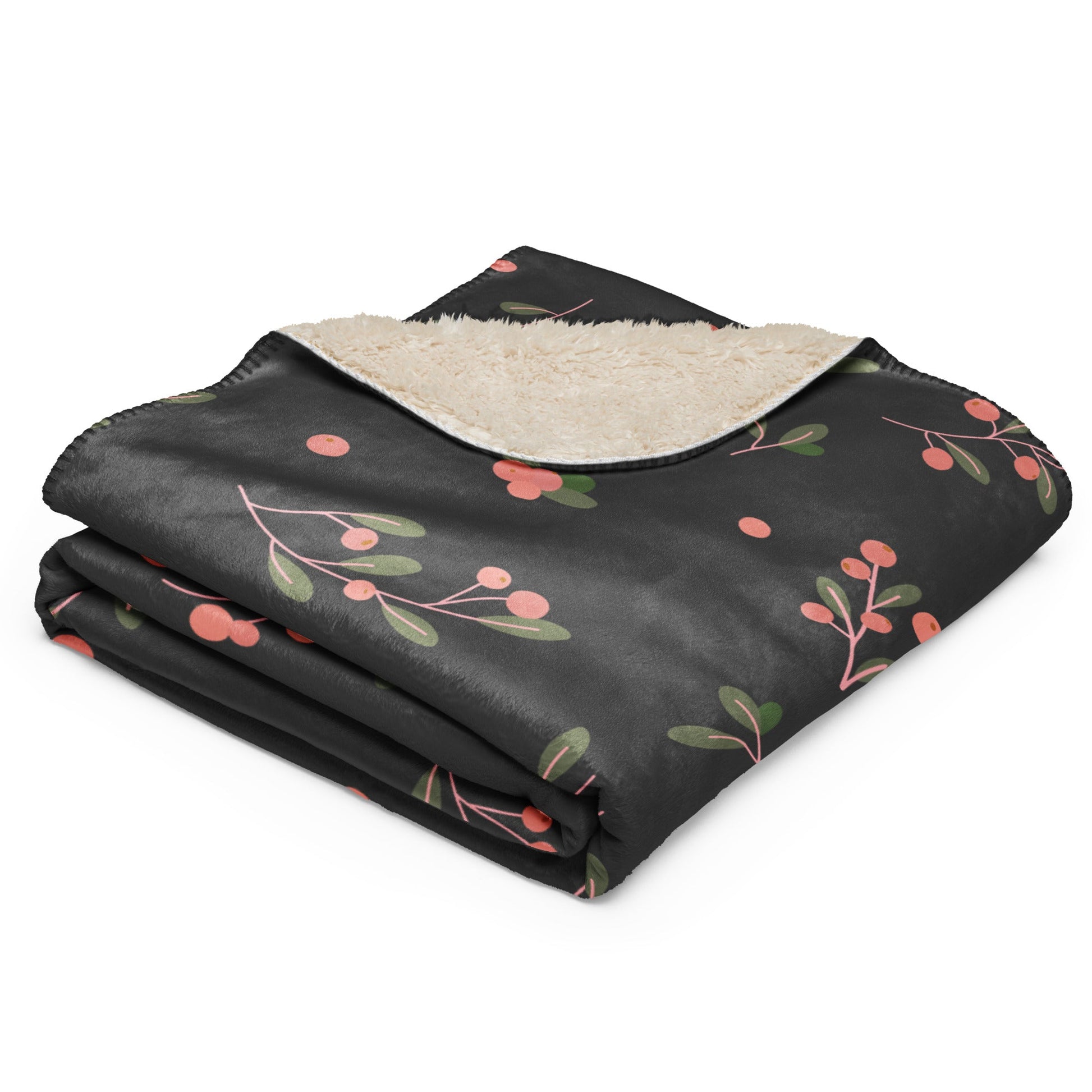 Christmas leaves grey 50"x60" Sherpa blanket - Bull & Node