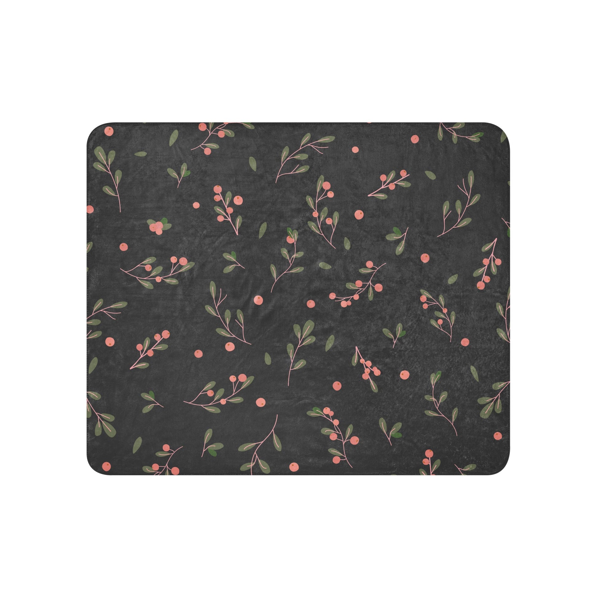 Christmas leaves grey 50"x60" Sherpa blanket - Bull & Node