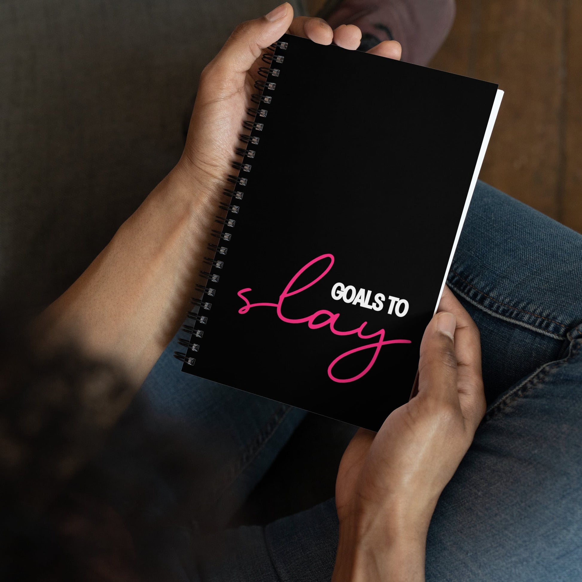 GOALS TO SLAY pink Spiral notebook - Bull & Node