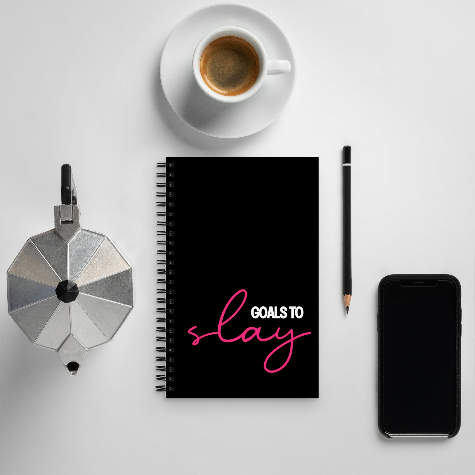 GOALS TO SLAY pink Spiral notebook - Bull & Node