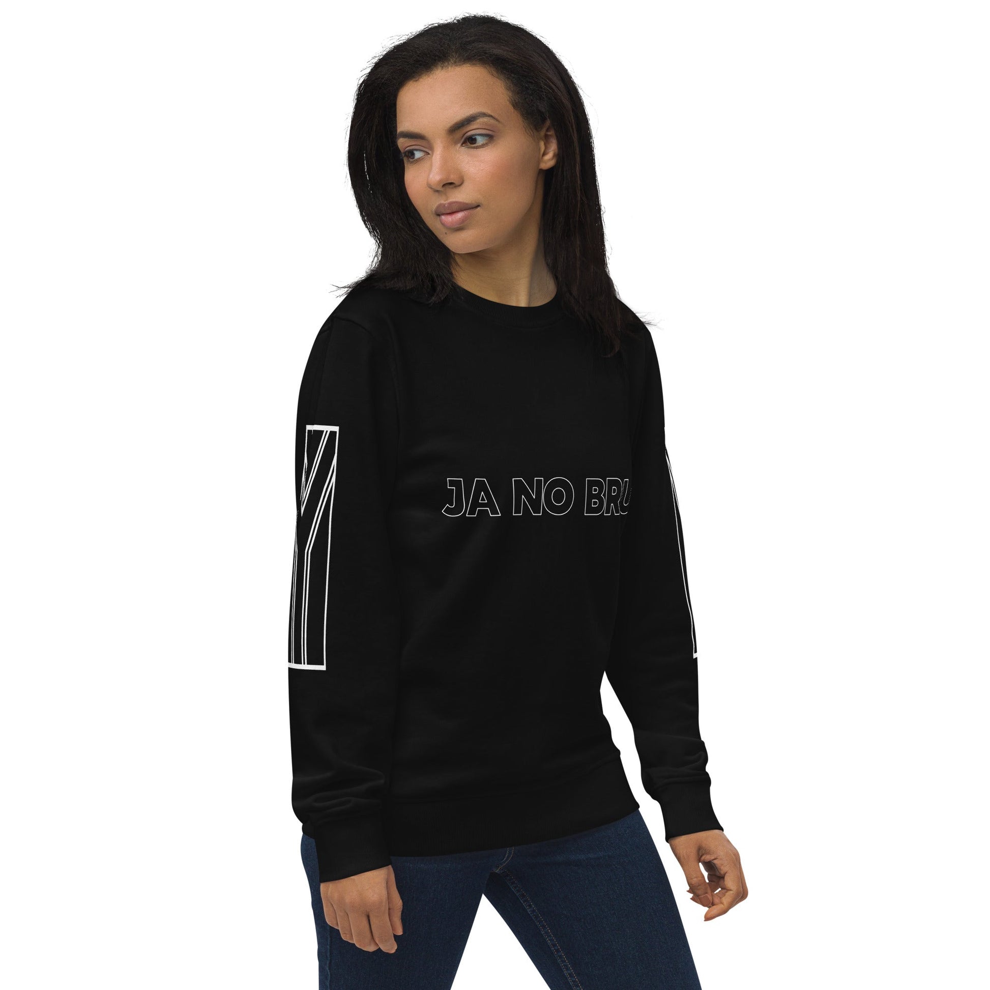 JA NO BRU Unisex black organic sweatshirt - Bull & Node