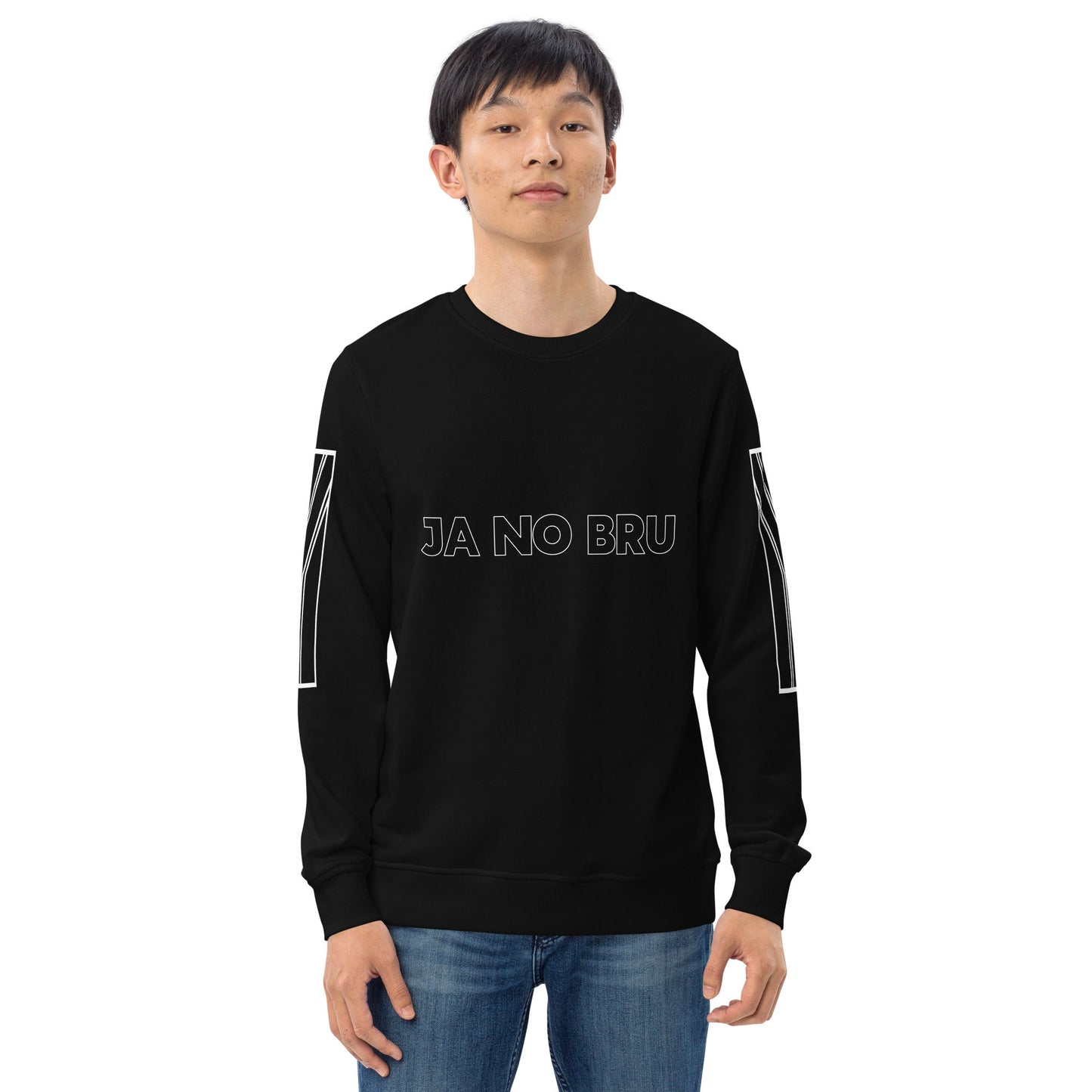 JA NO BRU Unisex black organic sweatshirt - Bull & Node