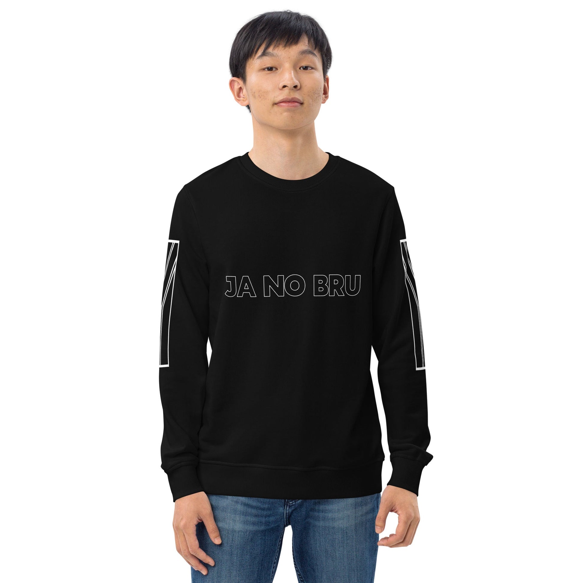 JA NO BRU Unisex black organic sweatshirt - Bull & Node