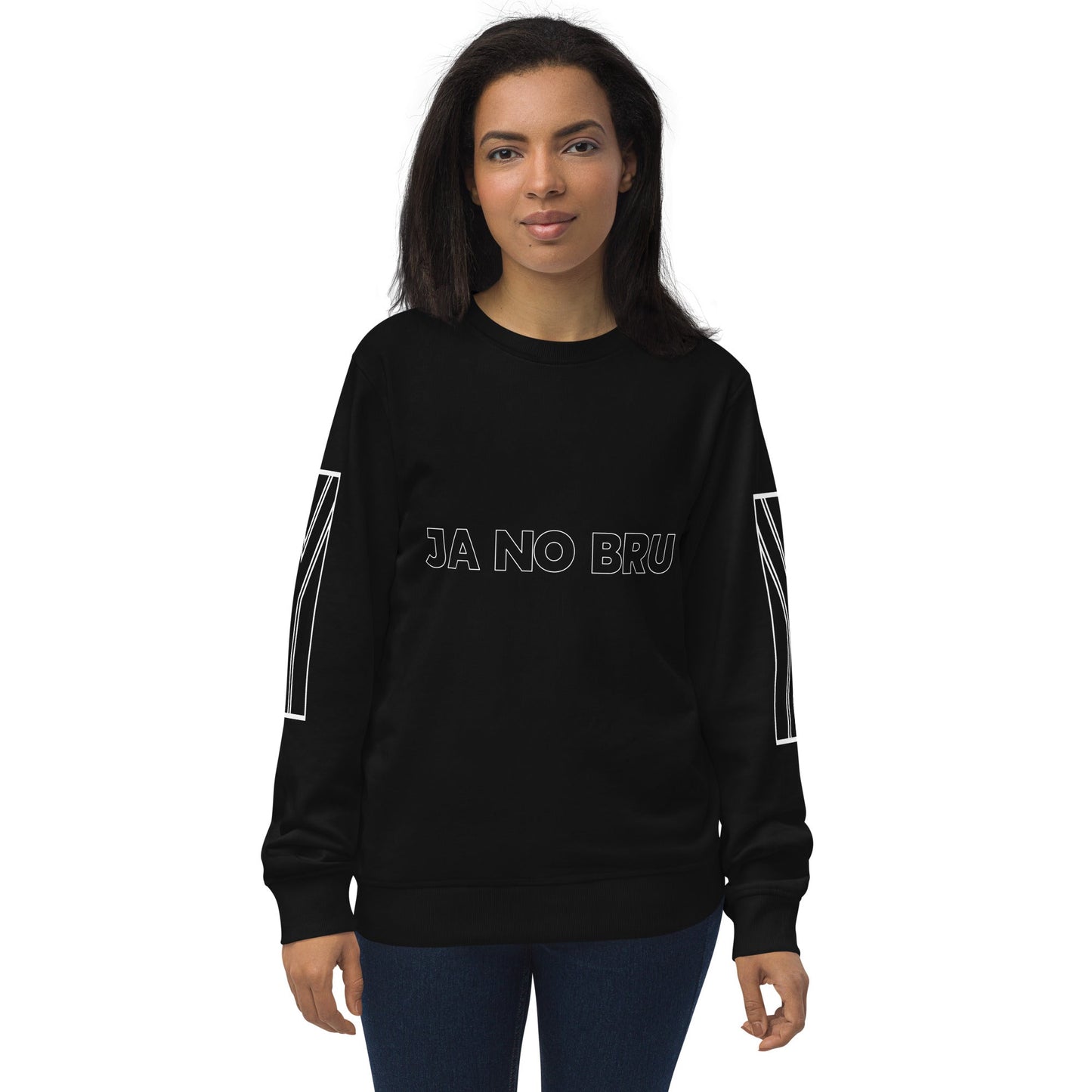 JA NO BRU Unisex black organic sweatshirt - Bull & Node