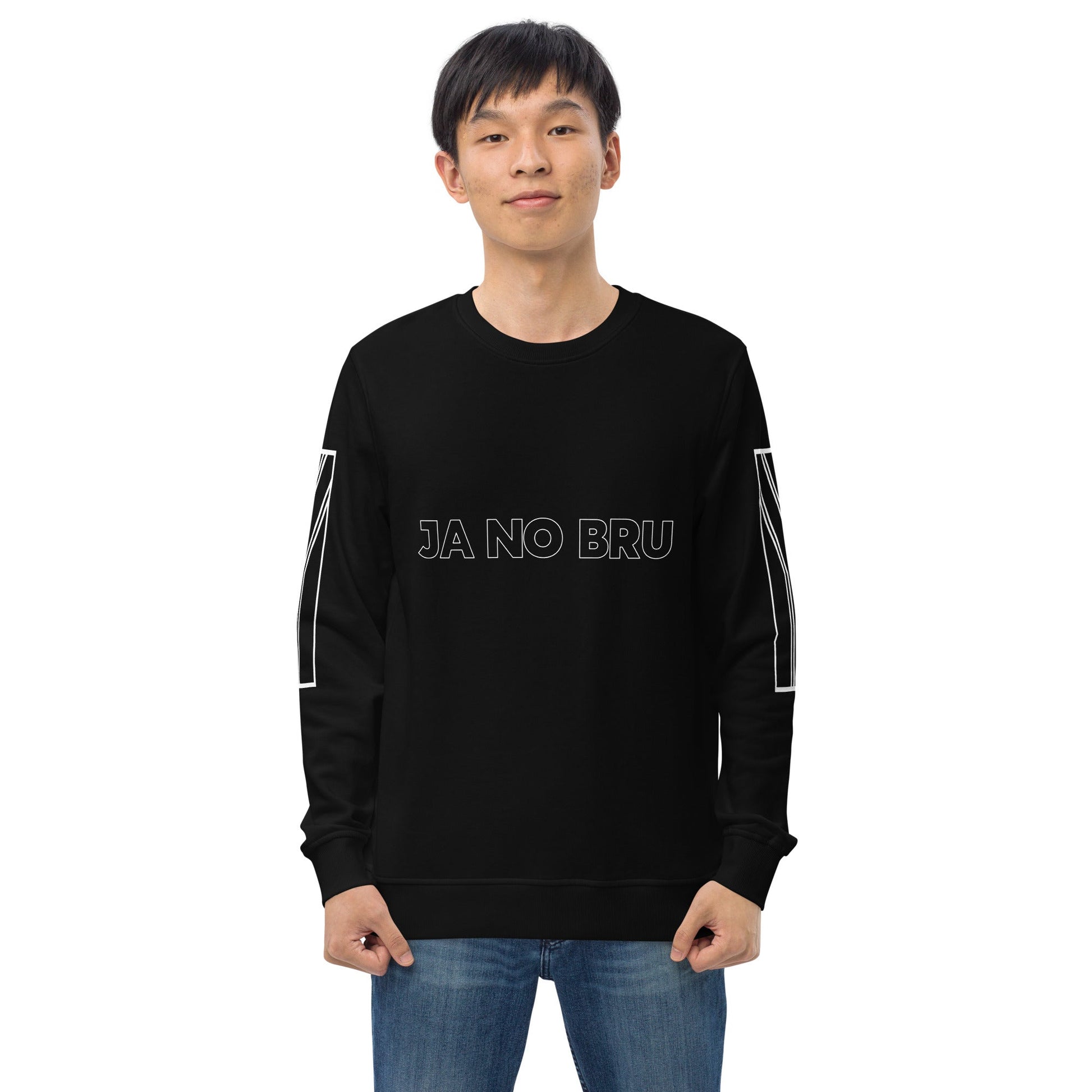 JA NO BRU Unisex black organic sweatshirt - Bull & Node