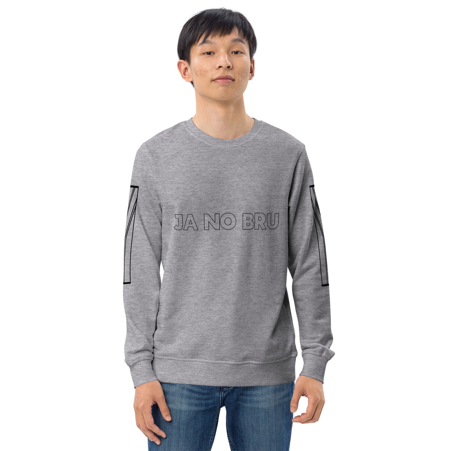 JA NO BRU Unisex grey organic sweatshirt - Bull & Node