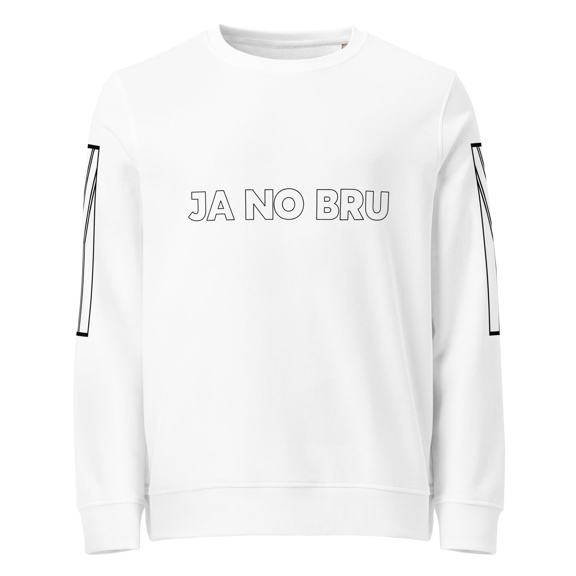 JA NO BRU Unisex white organic sweatshirt - Bull & Node