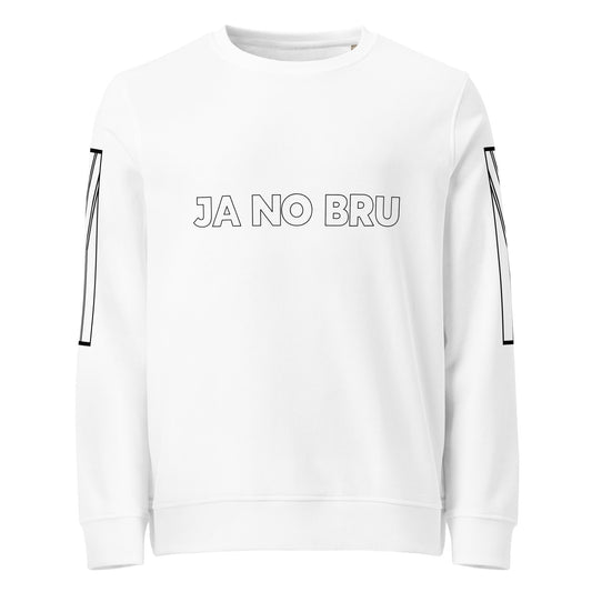 JA NO BRU Unisex white organic sweatshirt - Bull & Node