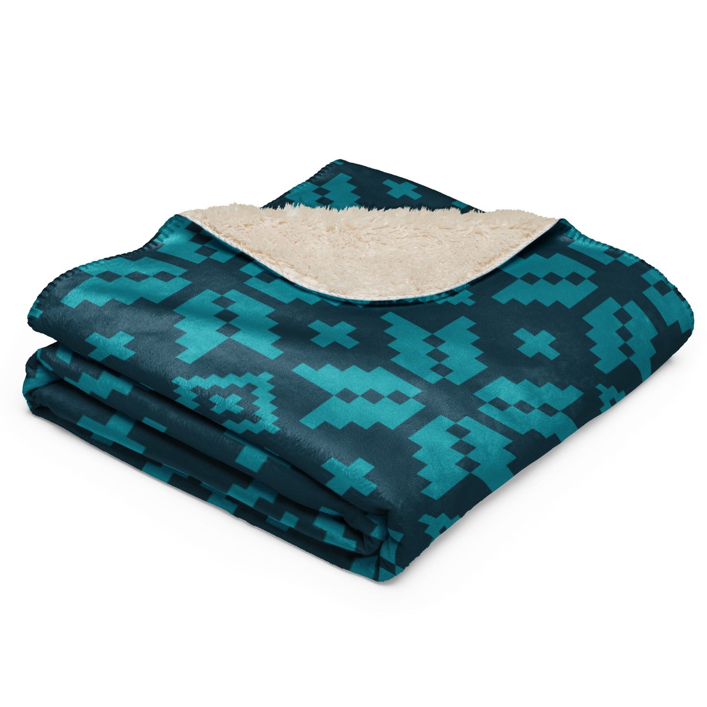 Knit print turquoise 37"x57" Sherpa blanket - Bull & Node
