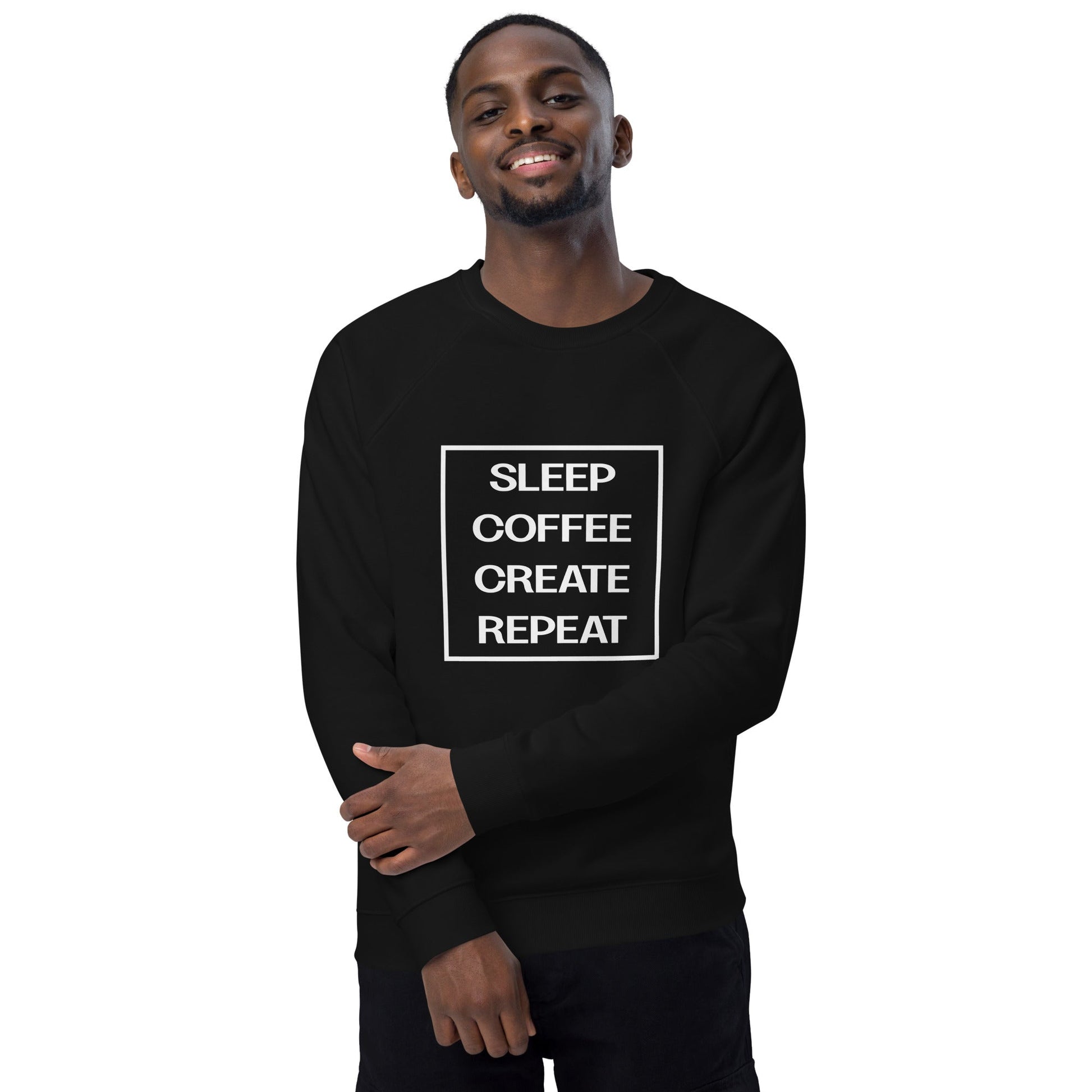 LIFE Unisex black organic raglan sweatshirt - Bull & Node