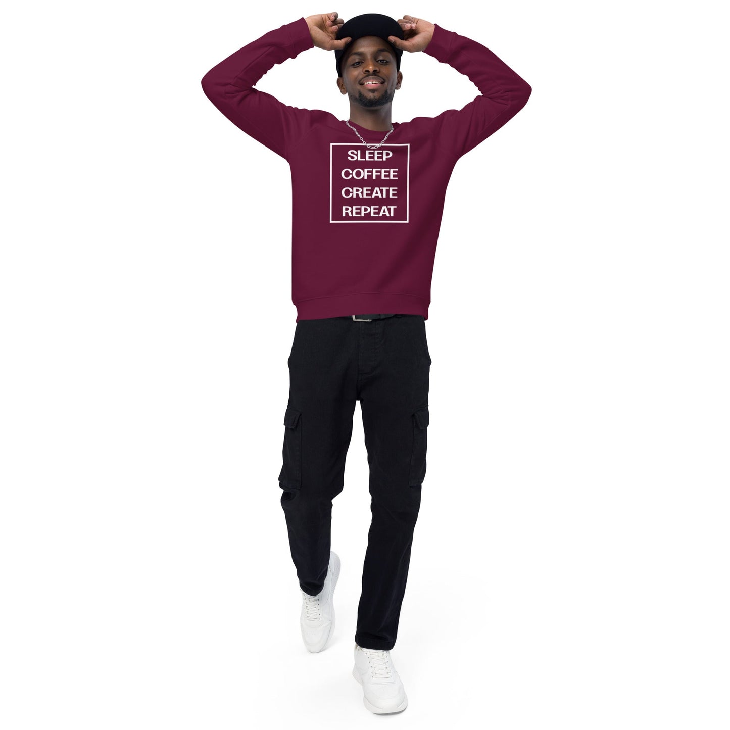 LIFE Unisex burgundy organic raglan sweatshirt - Bull & Node