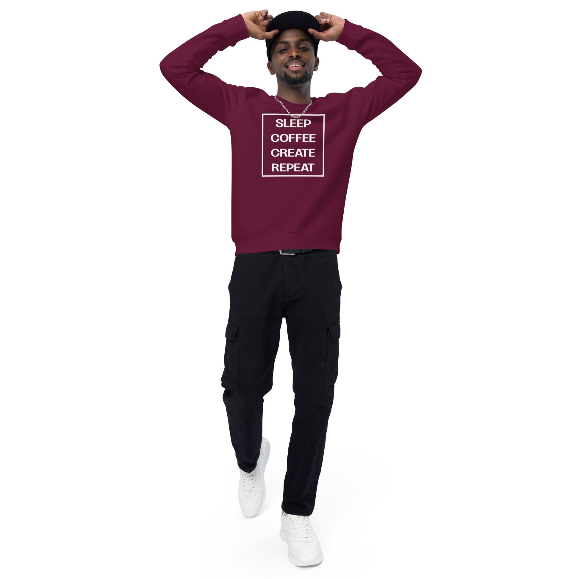 LIFE Unisex burgundy organic raglan sweatshirt - Bull & Node