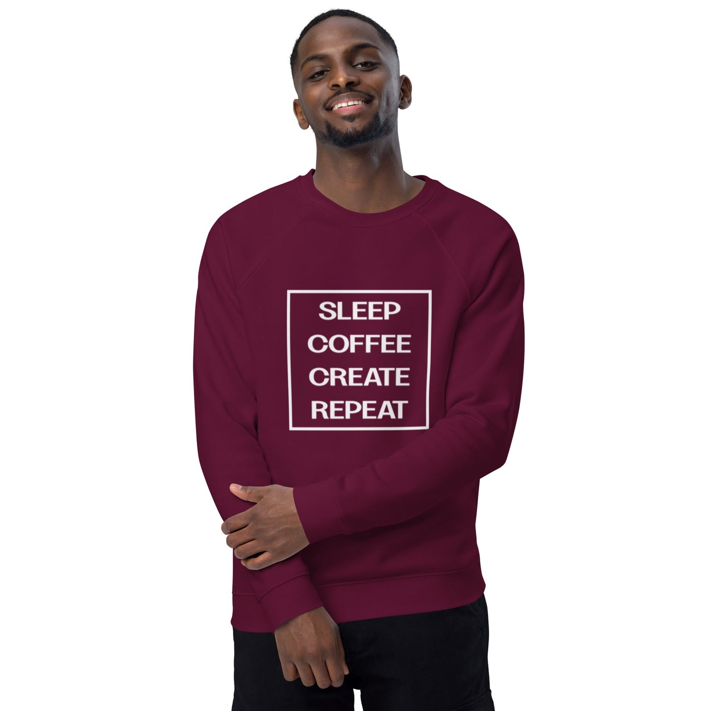 LIFE Unisex burgundy organic raglan sweatshirt - Bull & Node