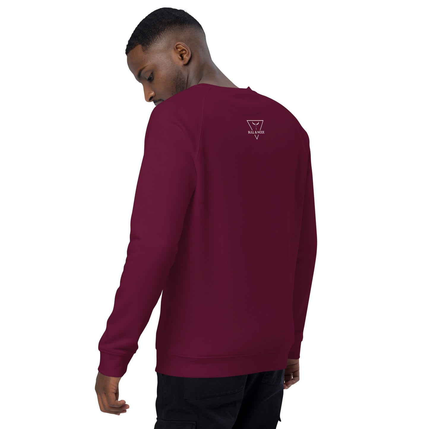 LIFE Unisex burgundy organic raglan sweatshirt - Bull & Node