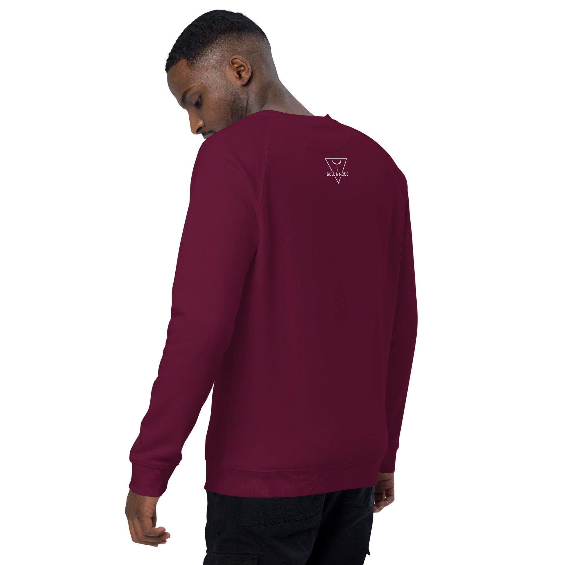 LIFE Unisex burgundy organic raglan sweatshirt - Bull & Node
